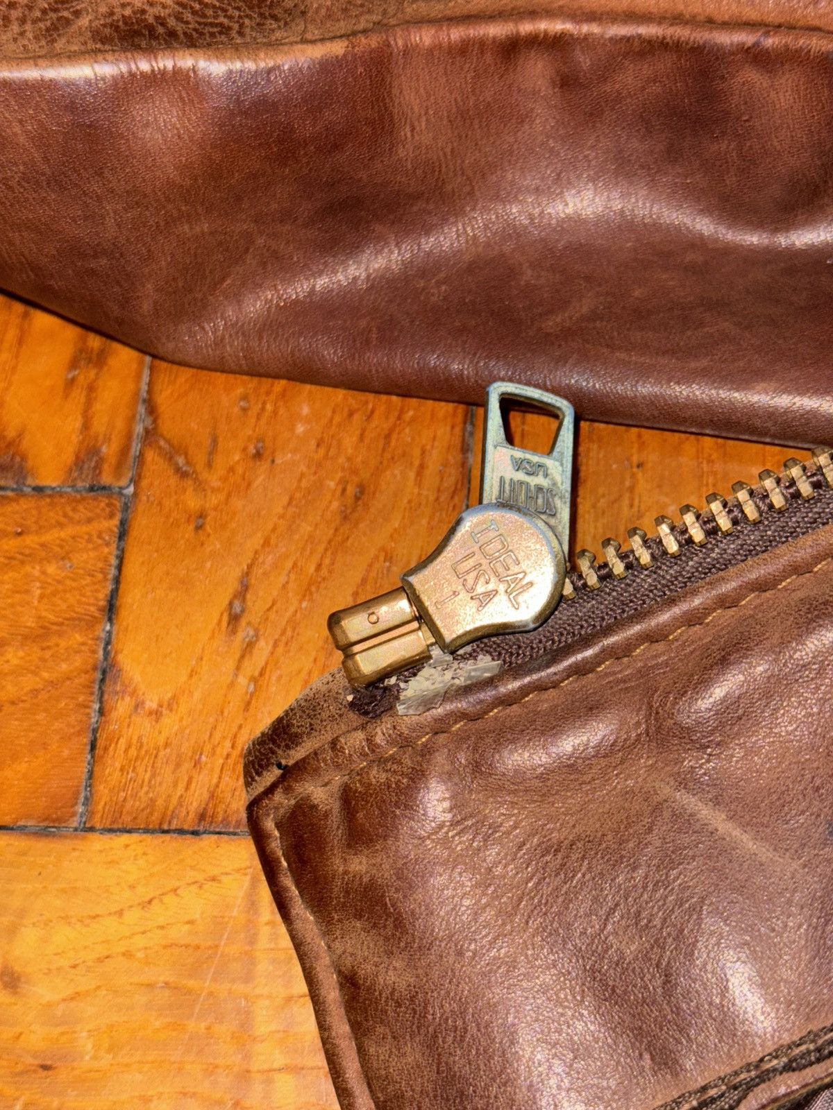 Schott Sunfaded brown leather Steerhide Schott mod. 133 highwayman Size US XXL / EU 58 / 5 - 24 Thumbnail