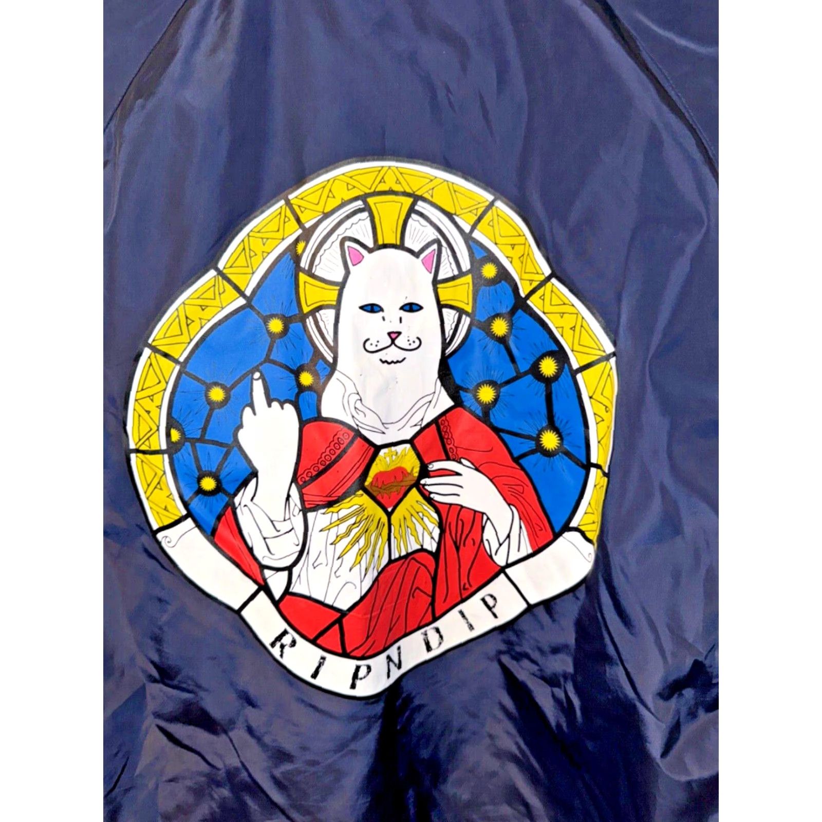 RIPNDIP RIPNDIP Stained Glass Coach Jacket Sz. M EUC RARE Jacket Mens M Black Full Zip Wind-Resistant Light-Weight Softshell Logo Zipper Buttons Size US M / EU 48-50 / 2 - 7 Thumbnail