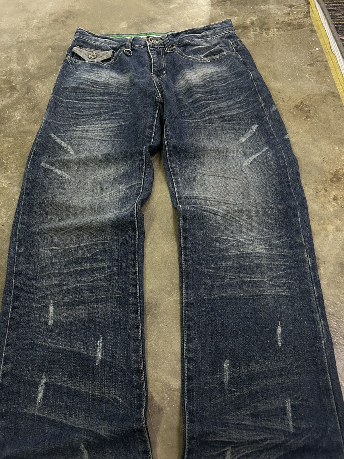 GOSTAR DE FUGA Nylaus Y2K Distressed Baggy Studded Heavy Washed Whisker Size US 30 / EU 46 - 5 Thumbnail