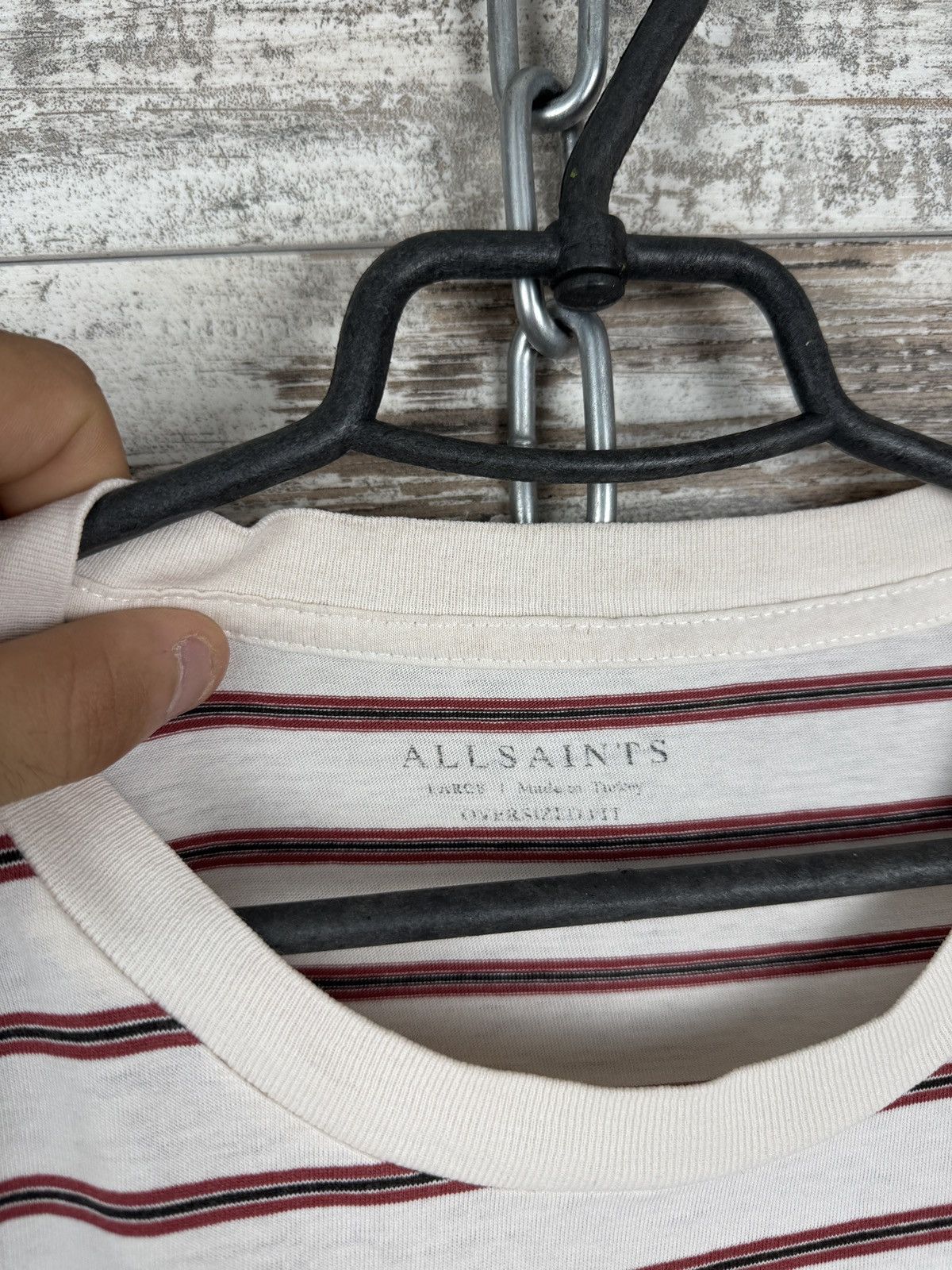 Allsaints × Japanese Brand Mens AllSaints T-shirt big logo stripes center logo tee Size US L / EU 52-54 / 3 - 5 Thumbnail