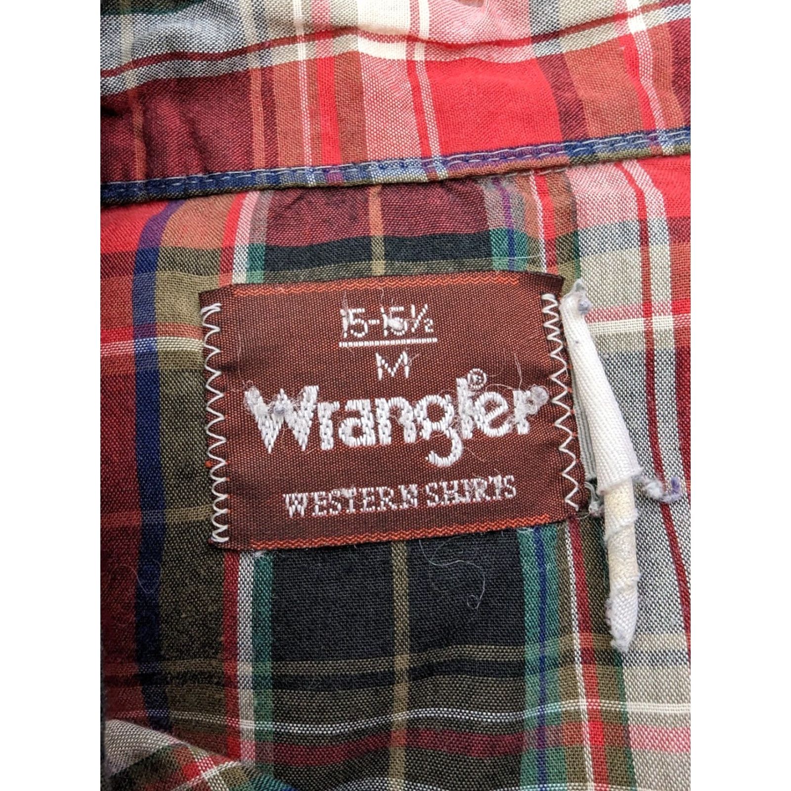 Wrangler VINTAGE Wrangler Shirt Mens M Red Cowboy Western Long Sleeve Pearl Snap 15-15.5 T2F Size US M / EU 48-50 / 2 - 4 Thumbnail