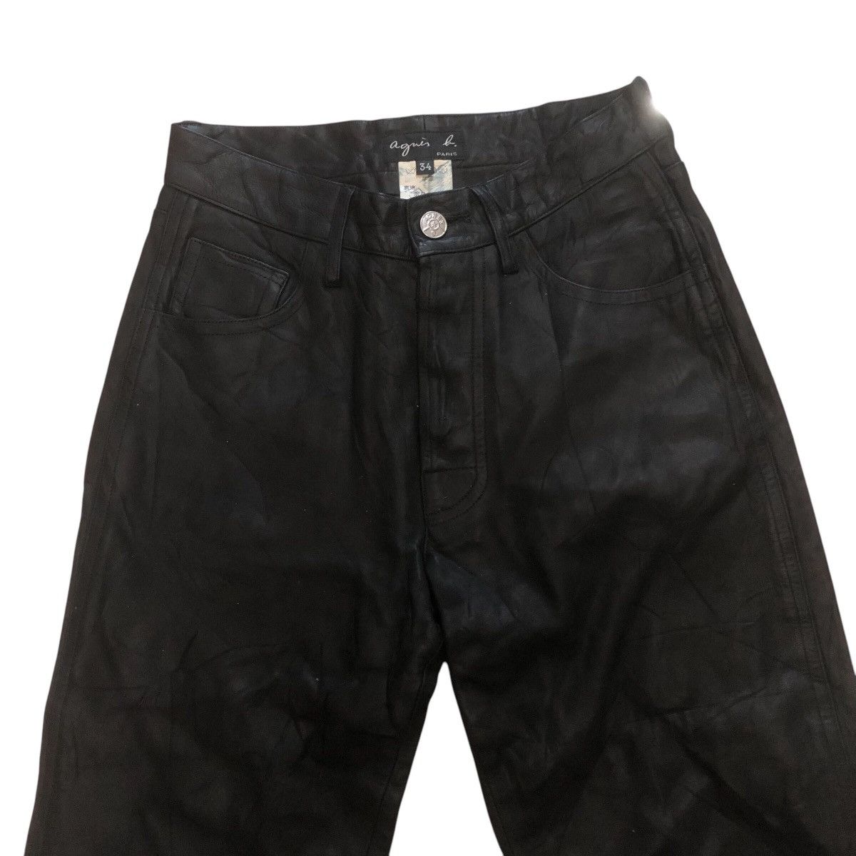 Leather × Vintage × agnes b. Cow Leather Agnes B Button Skinny Fit Pants Size 24" / US 00 / IT 34 - 2 Thumbnail