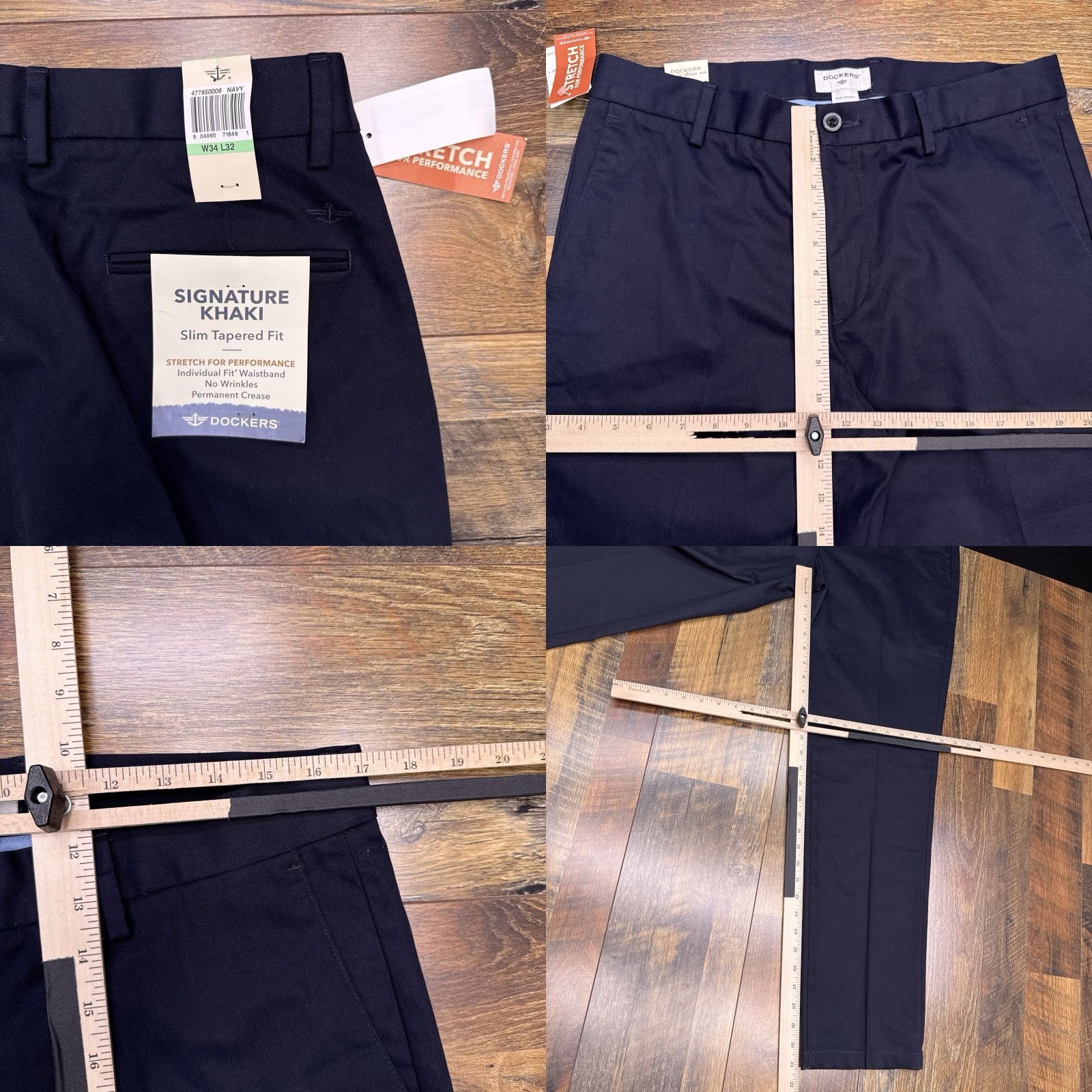 Dockers DOCKERS Easy Khaki Pants Mens 34x32 Navy Blue Slim Fit Tapered Stretch New Size US 34 / EU 50 - 9 Thumbnail