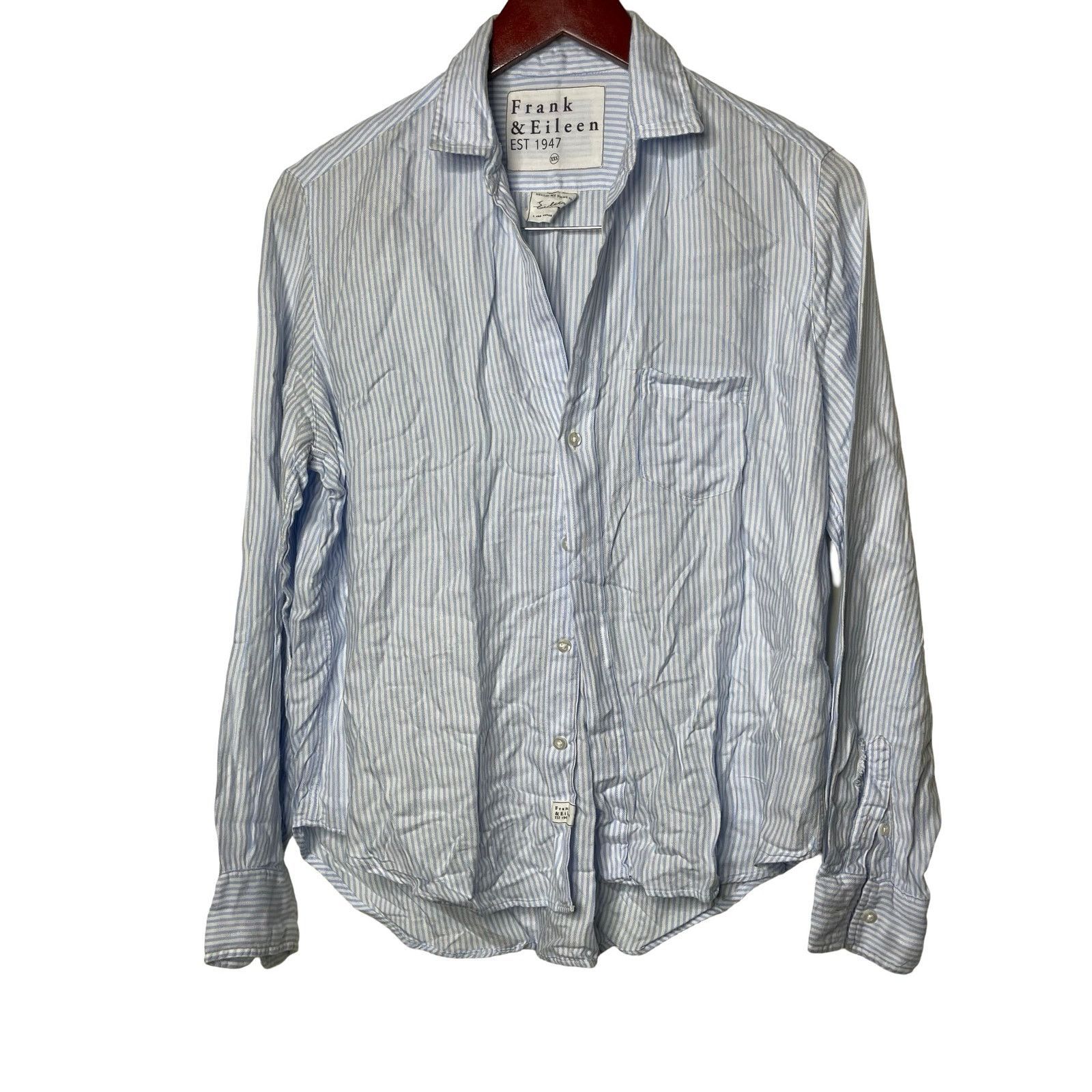Frank & Eileen Eileen Blue Stripe Lightweight Shirt sz XXS