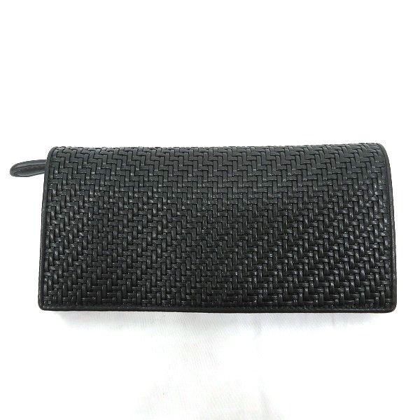 Other Other Ermenegildo Zegna Black Woven Leather Long Wallet Leather Long Wallet in Good Condition Size ONE SIZE - 1 Thumbnail