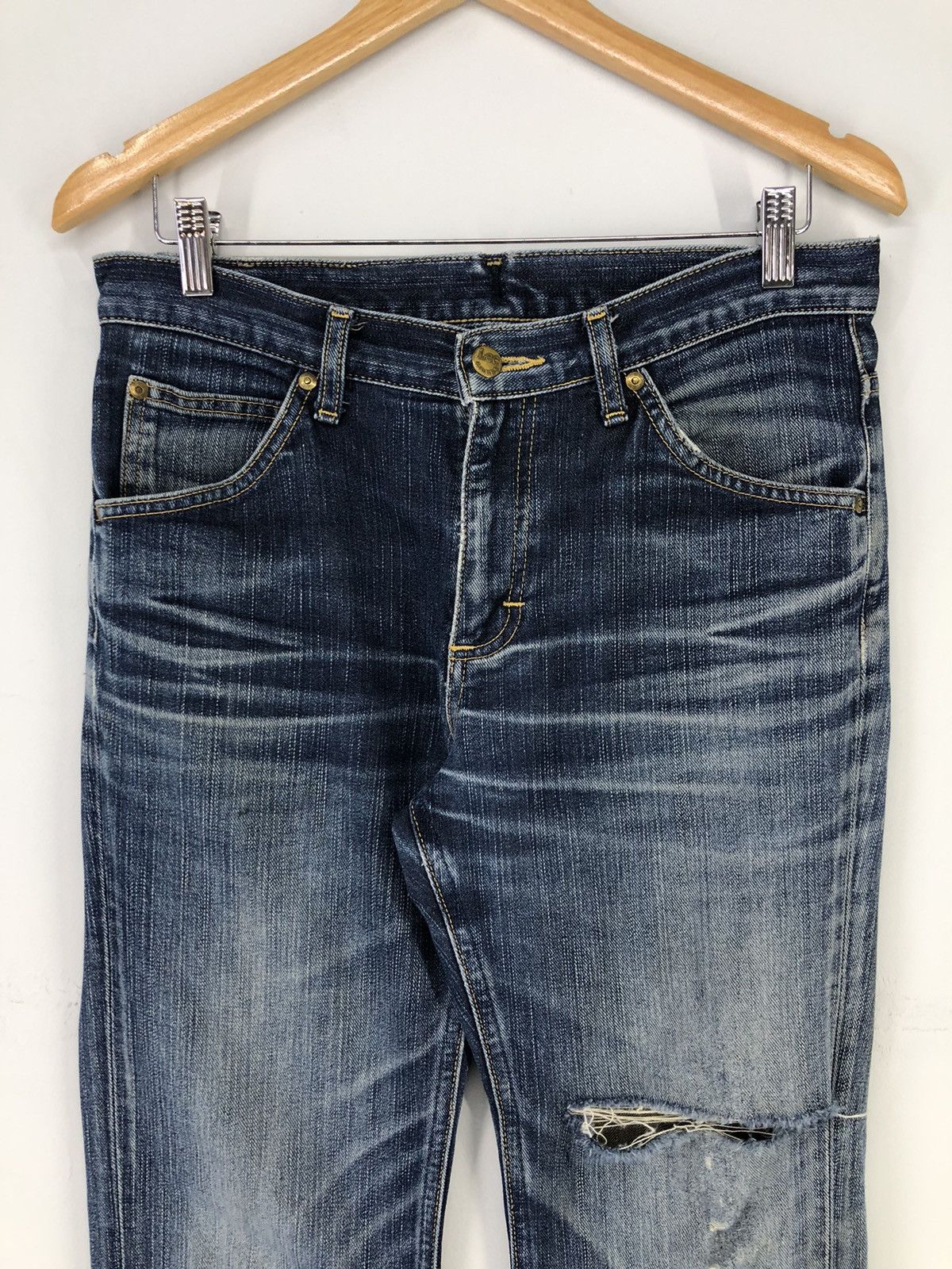Lee Vintage Lee Rider Distressed Faded Blue Jeans Size US 31 - 4 Thumbnail
