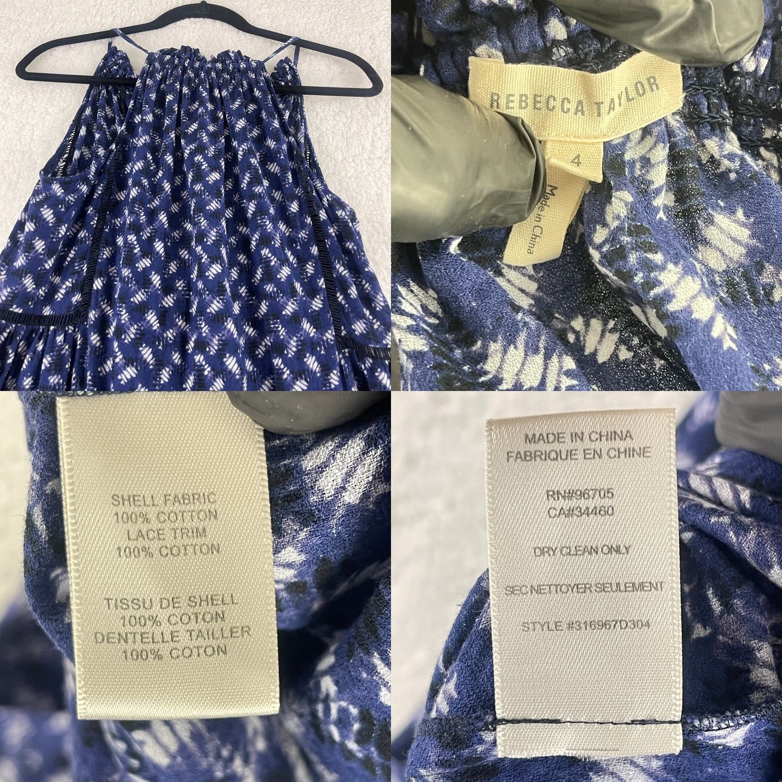 Rebecca Taylor Rebecca Taylor Maxi Dress Womens Size 4 Blue Geometric Print 100% Cotton Casual V-Neck Sleeveless Strappy Sleeve Geometric Print Long Dress Size S / US 4 / IT 40 - 8 Thumbnail