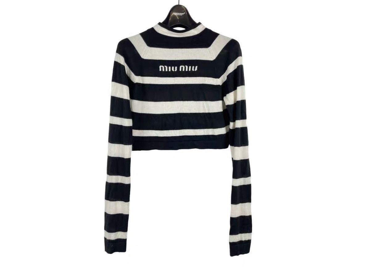Miu Miu Miu Miu Cashmere Striped Sweater J31 Size US XXS / EU 40 - 1 Thumbnail
