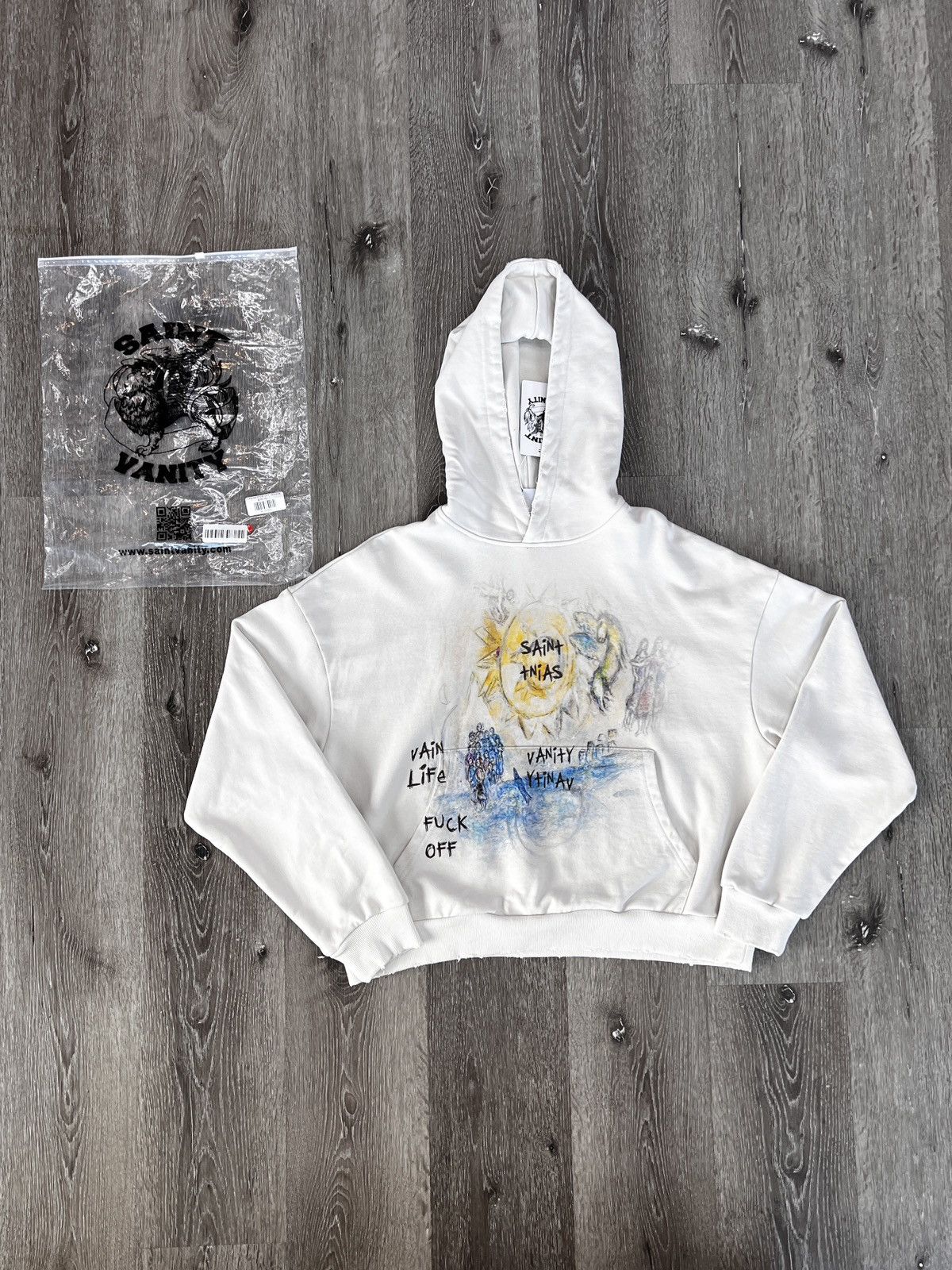 Saint Vanity Saint Vanity “Vain Life” Hoodie (Cream) / LARGE Size US L / EU 52-54 / 3 - 1 Thumbnail