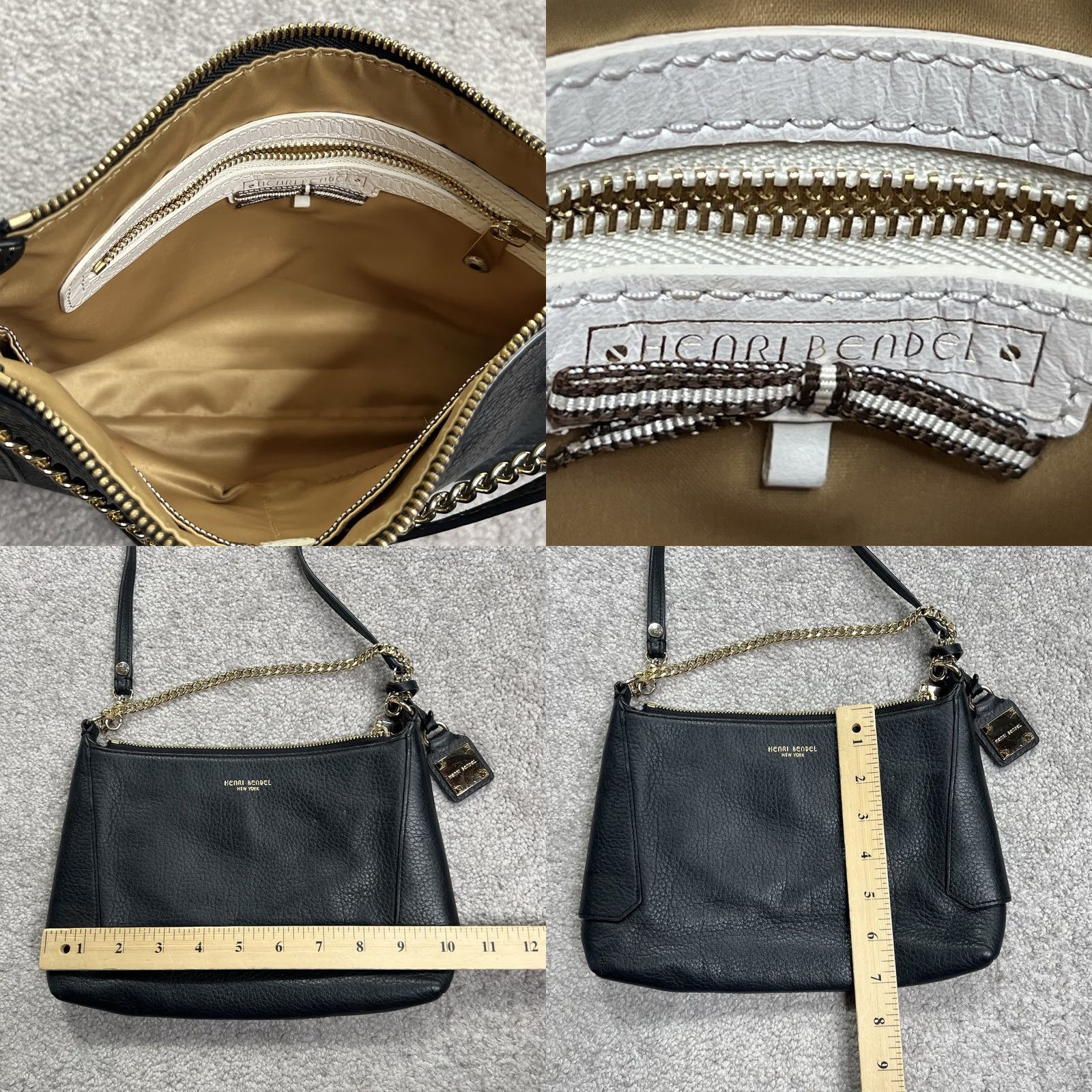 Henri Bendel Henri Bendel Black Pebbled Leather Crossbody Shoulder Bag Zip Top Purse Size M / US 6-8 / IT 42-44 - 9 Thumbnail