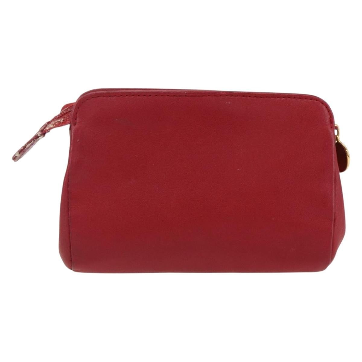Chanel Chanel Pouch Lamb Skin Red Gold CC Size ONE SIZE - 2 Thumbnail