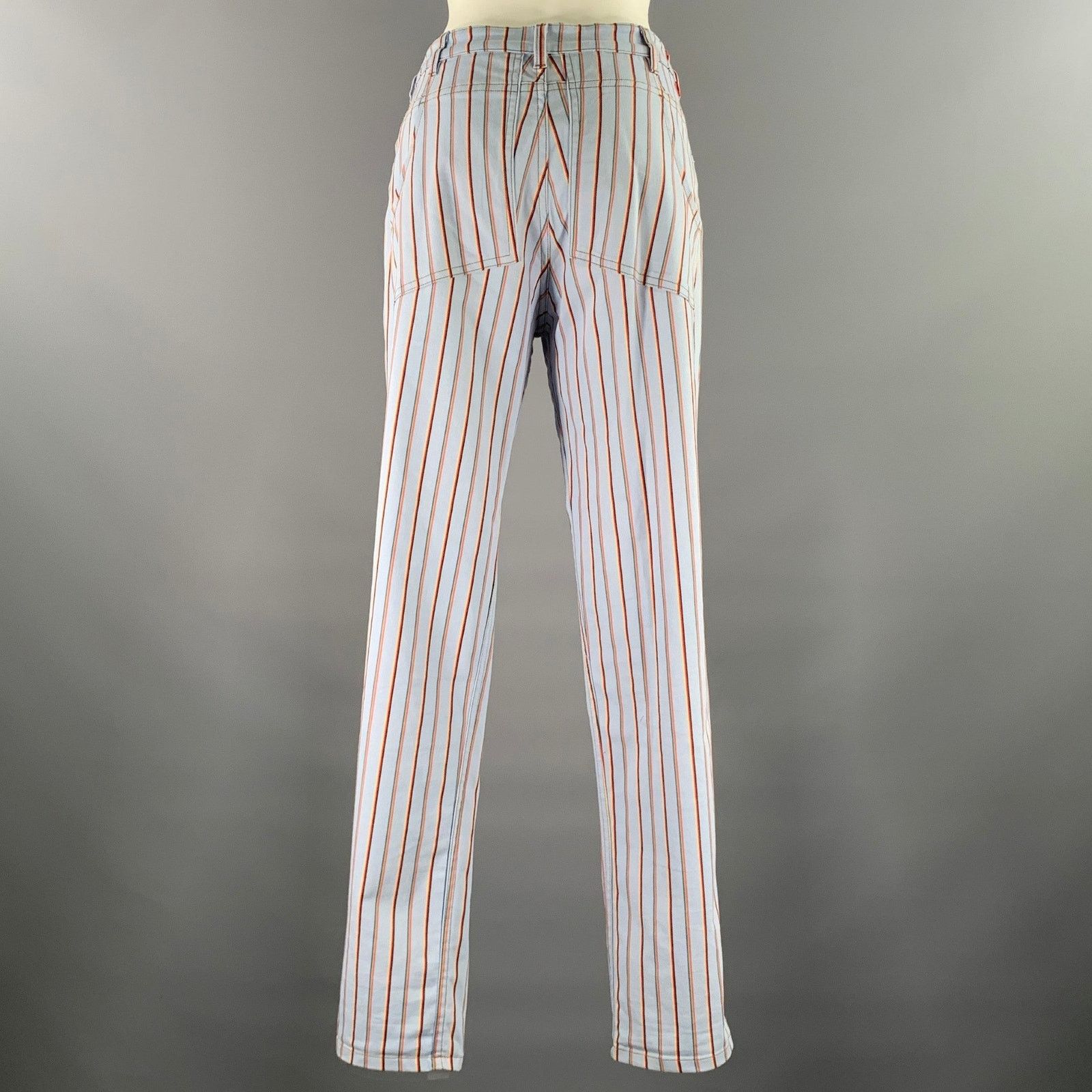 Eckhaus Latta ECKHAUS LATTA Size 30 Light Blue Cotton Blend Stripe Pants Size US 30 / EU 46 - 3 Thumbnail