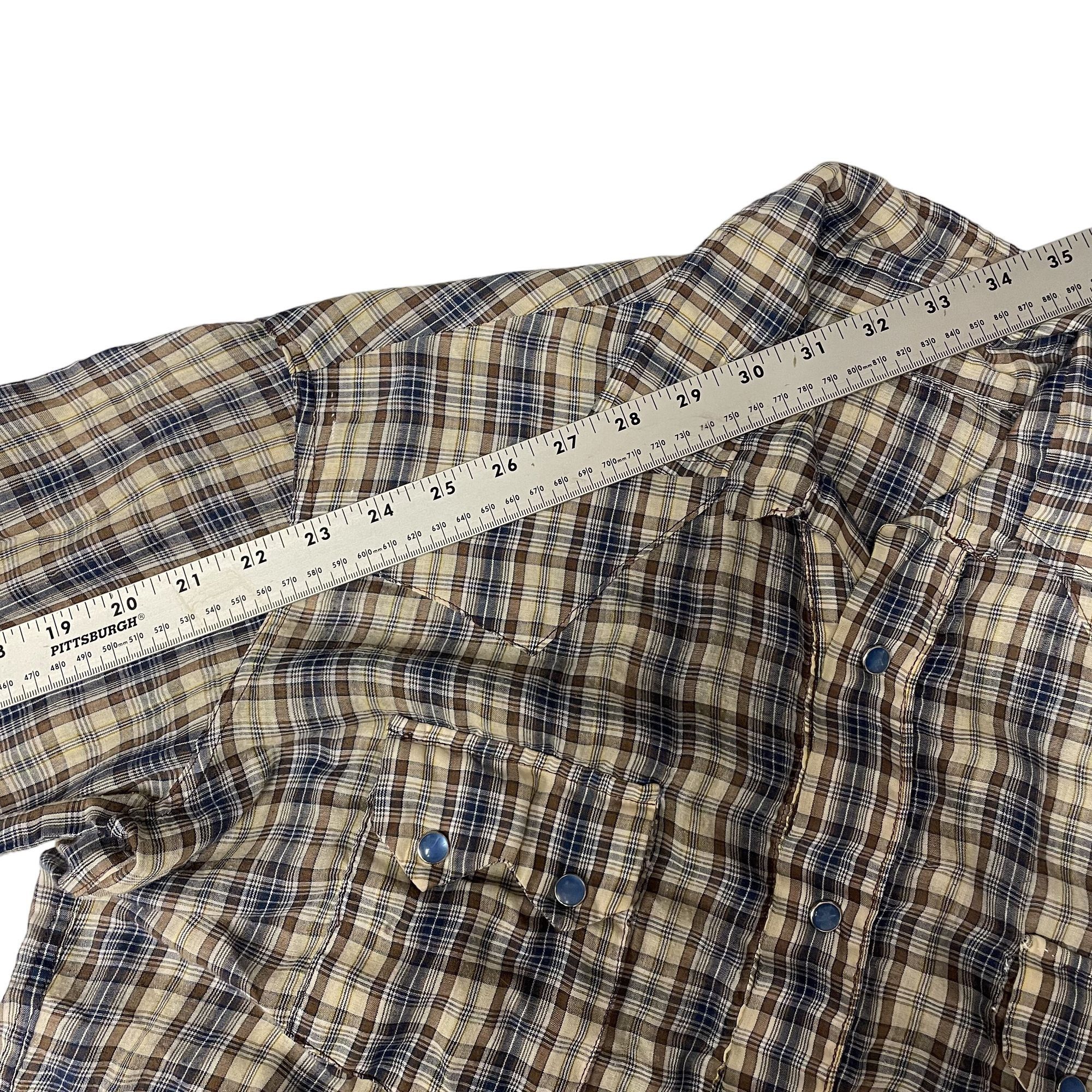 Other Vtg Blue Brown Plaid ROCKABILLY Cowboy SAWTOOTH Shirt Size US L / EU 52-54 / 3 - 5 Thumbnail