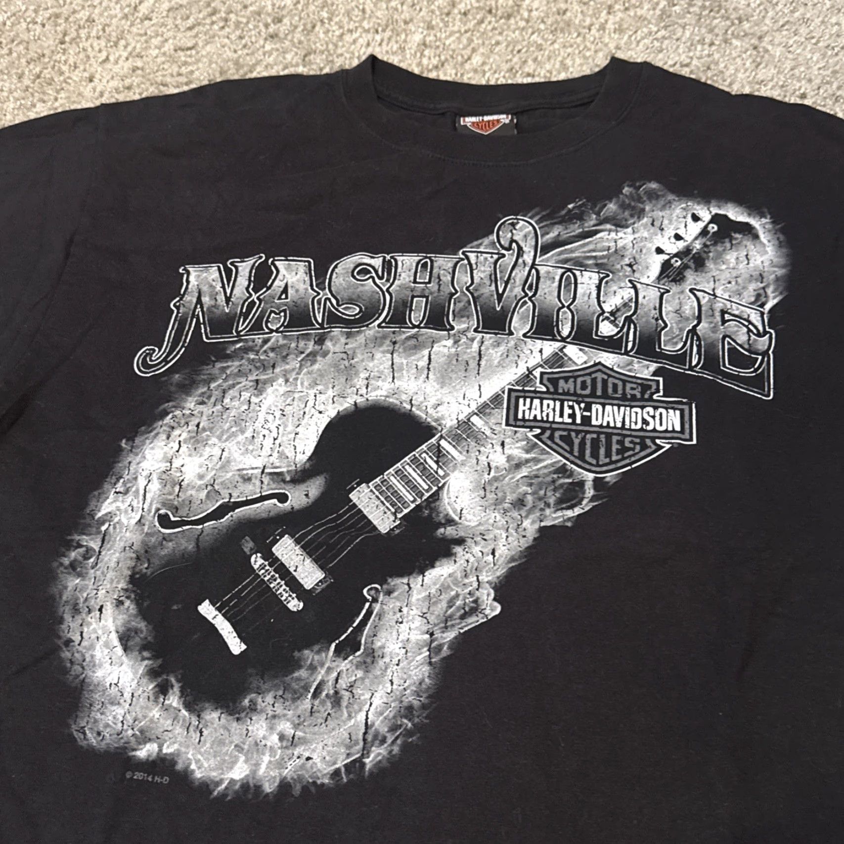 Harley Davidson Harley-Davidson Motorcycles Nashville Guitar Skeleton Biker Black T-Shirt Large Size US L / EU 52-54 / 3 - 3 Thumbnail