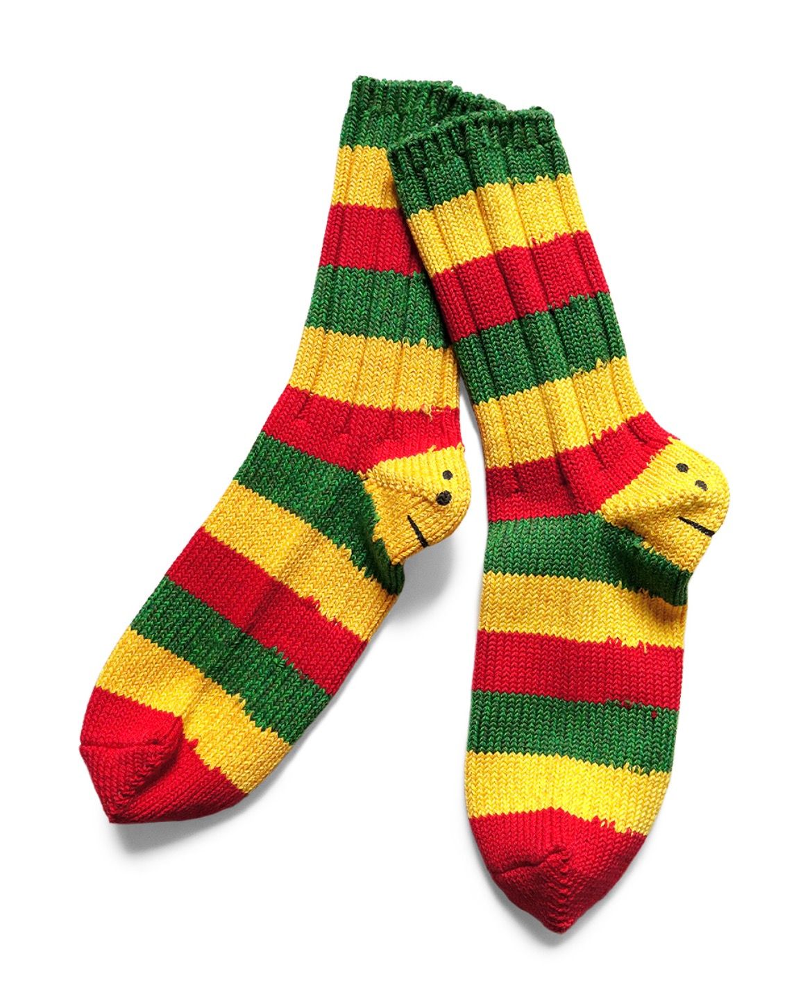 Pre-owned Kapital Rainbowy Happy Heel Socks Rasta Smiley In Red
