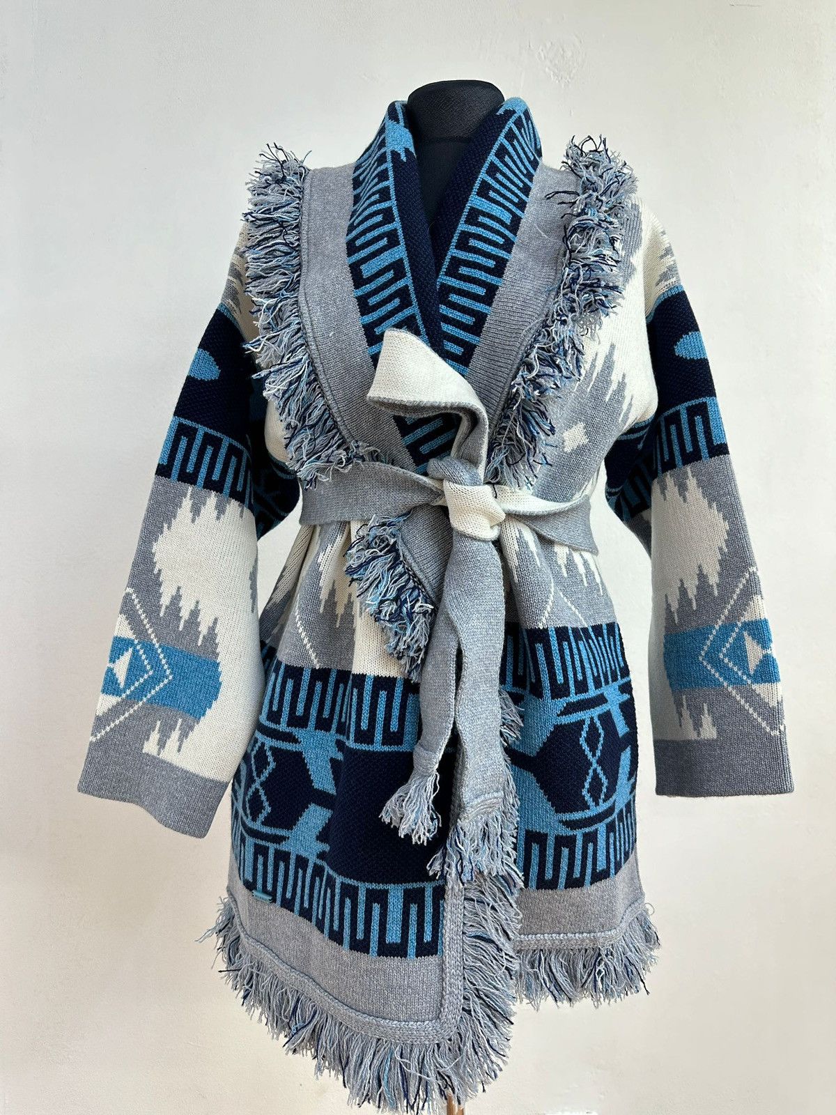 image of Alanui Icon Jacquard Cardigan in Grey, Women's (Size XS)