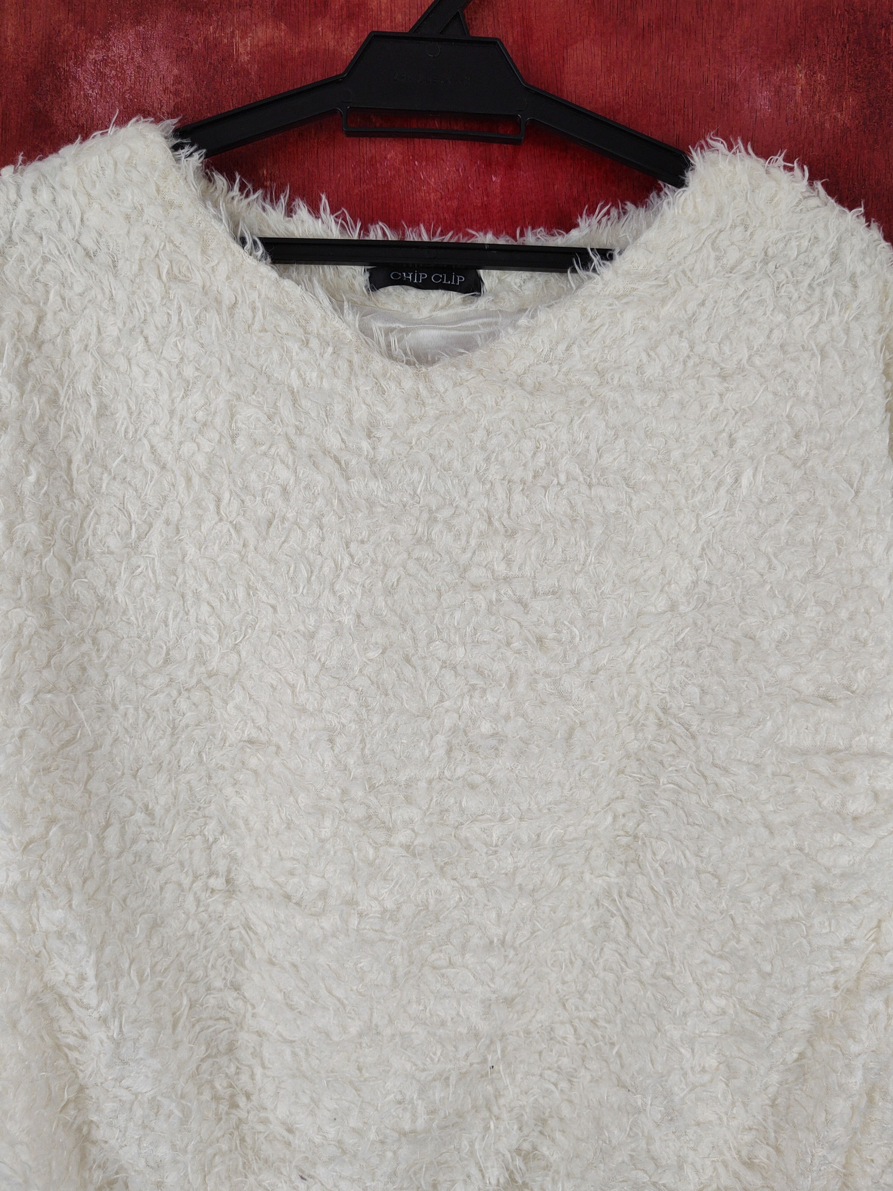 Japanese Brand × Vintage Chip Clip Ivory Shag Shaggy Fur Mohair Knitwear #S191905 Size M / US 6-8 / IT 42-44 - 2 Thumbnail