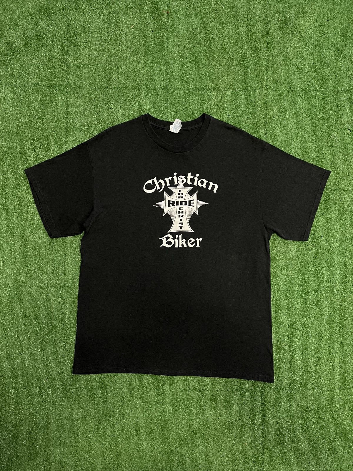 Pre-owned Band Tees X Vintage Christian Biker Ride For Christ Style West Coast Tee In Black