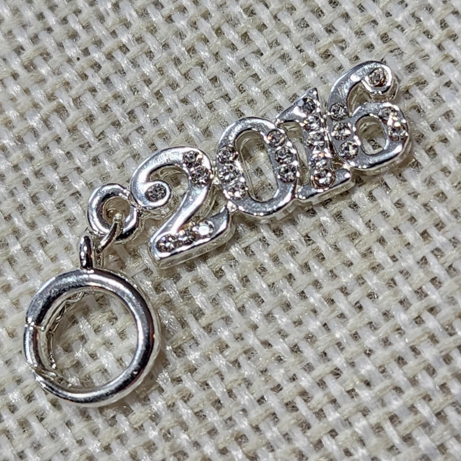 The Unbranded Brand Silver 2016 Number Charm with Rhinestones Size ONE SIZE - 1 Thumbnail