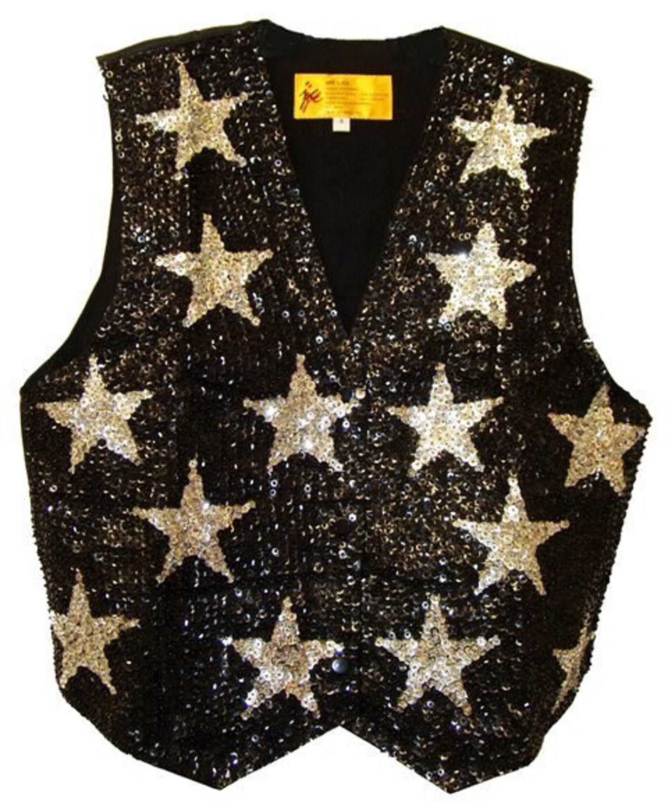Designer Sequin Vest Black with SILVER STARS XL only Size XL / US 12-14 / IT 48-50 - 1 Preview