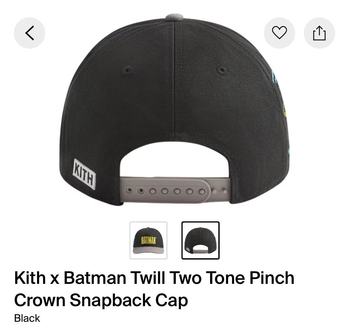 Kith Kith x Batman Twill Two Tone Pinch Crown Snapback Cap Size ONE SIZE - 2 Thumbnail