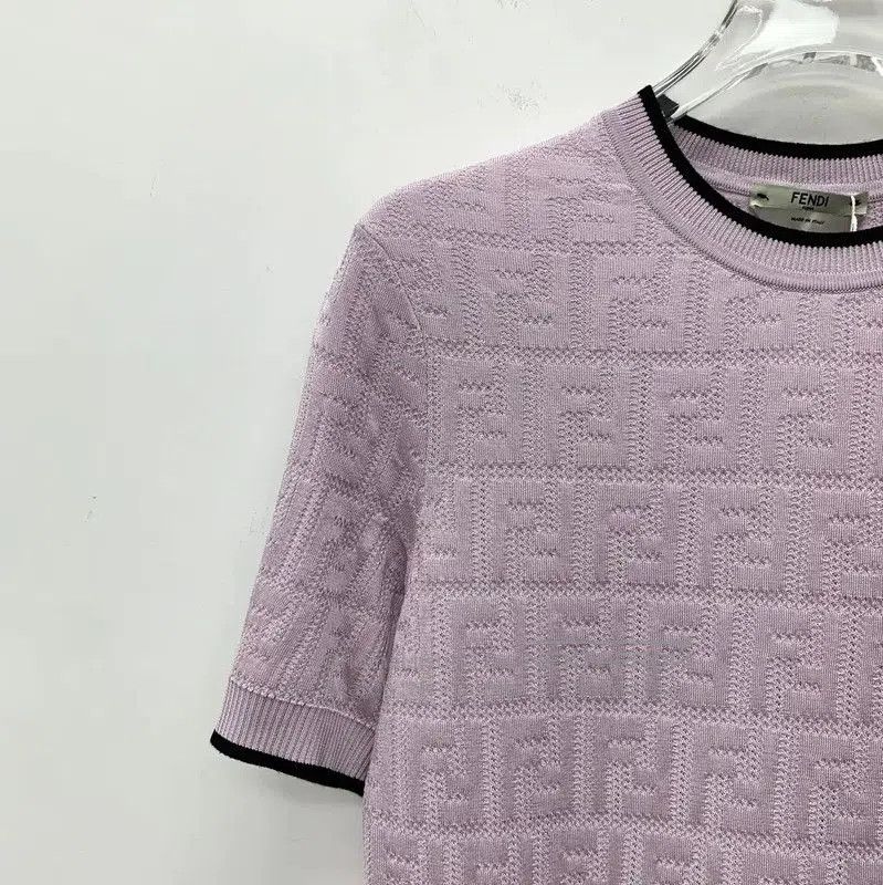 Fendi Fendi Lilac Cotton Knit Short Sleeve Sweater . Size S / US 4 / IT 40 - 3 Thumbnail