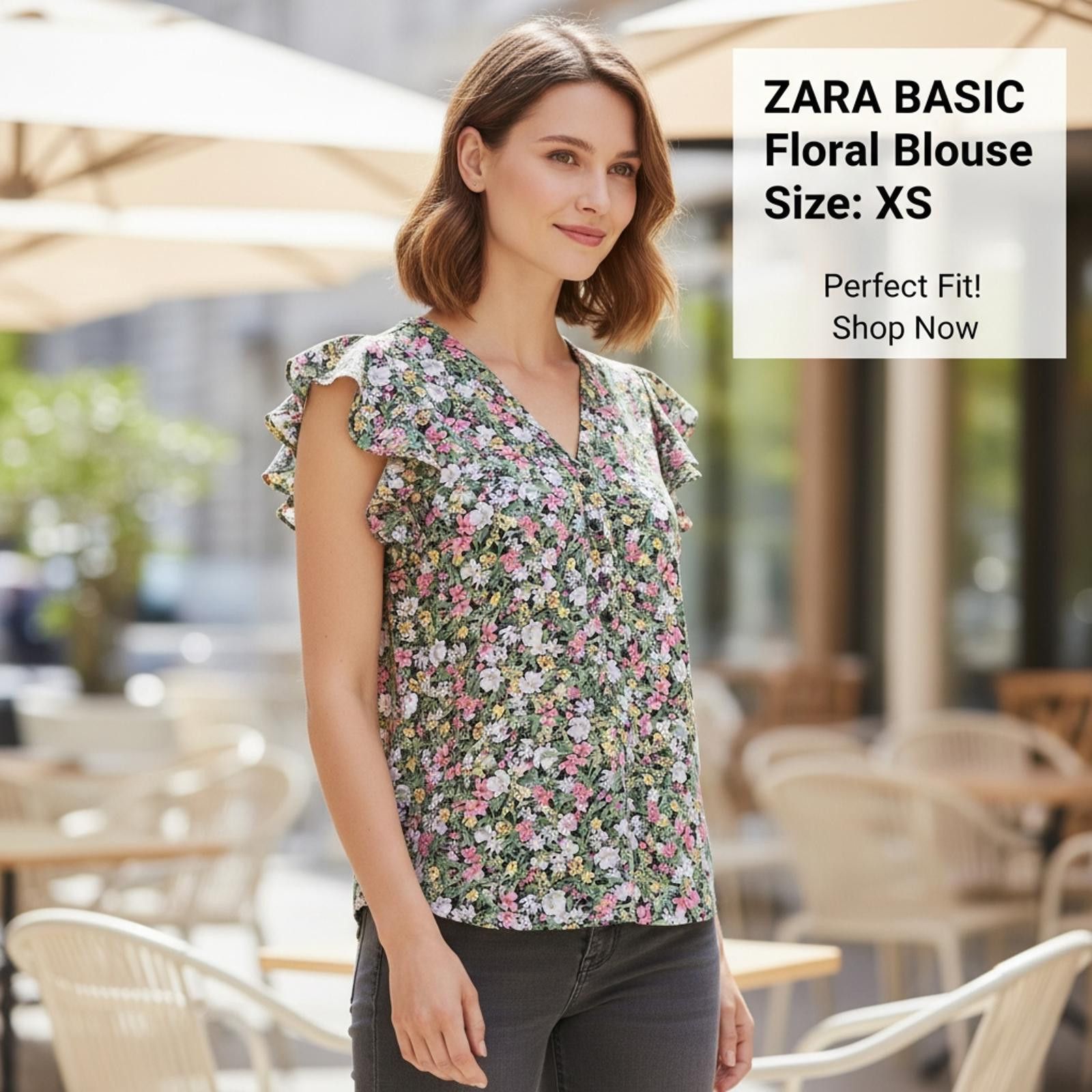 Other ZARA BASIC Floral Blouse Size XS Size XS / US 0-2 / IT 36-38 - 1 Thumbnail
