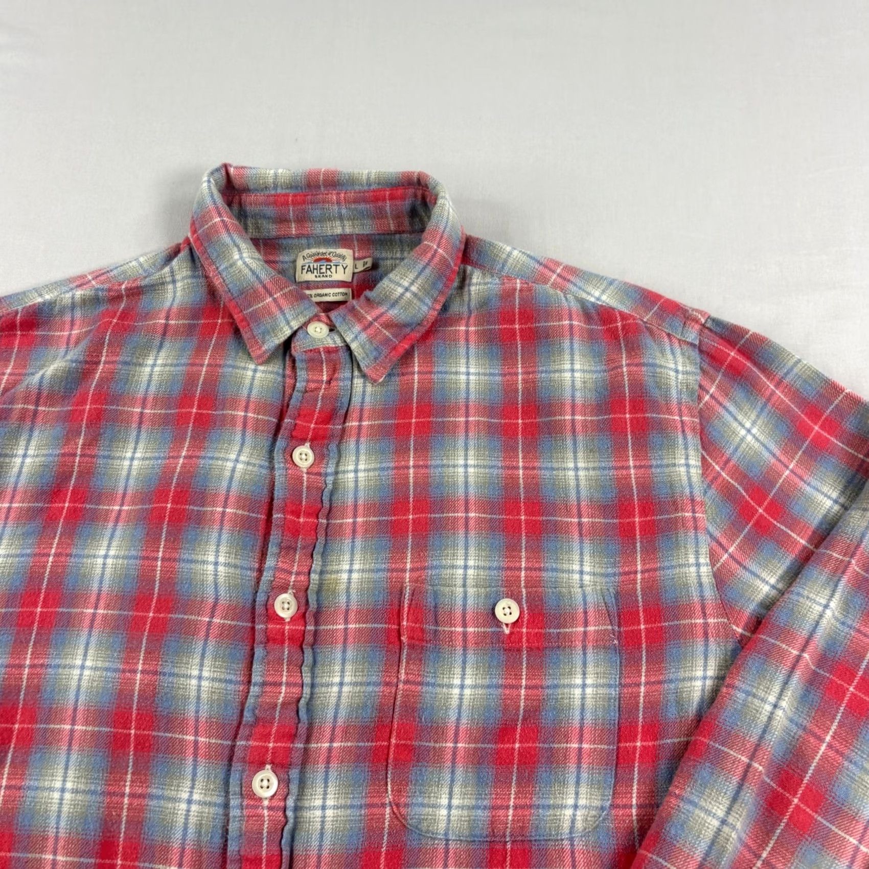 Faherty Faherty Shirt Mens L Plaid Lightweight Flannel Button-Up Cotton Pocketed Casual Long Sleeve Shirt Size US L / EU 52-54 / 3 - 2 Thumbnail