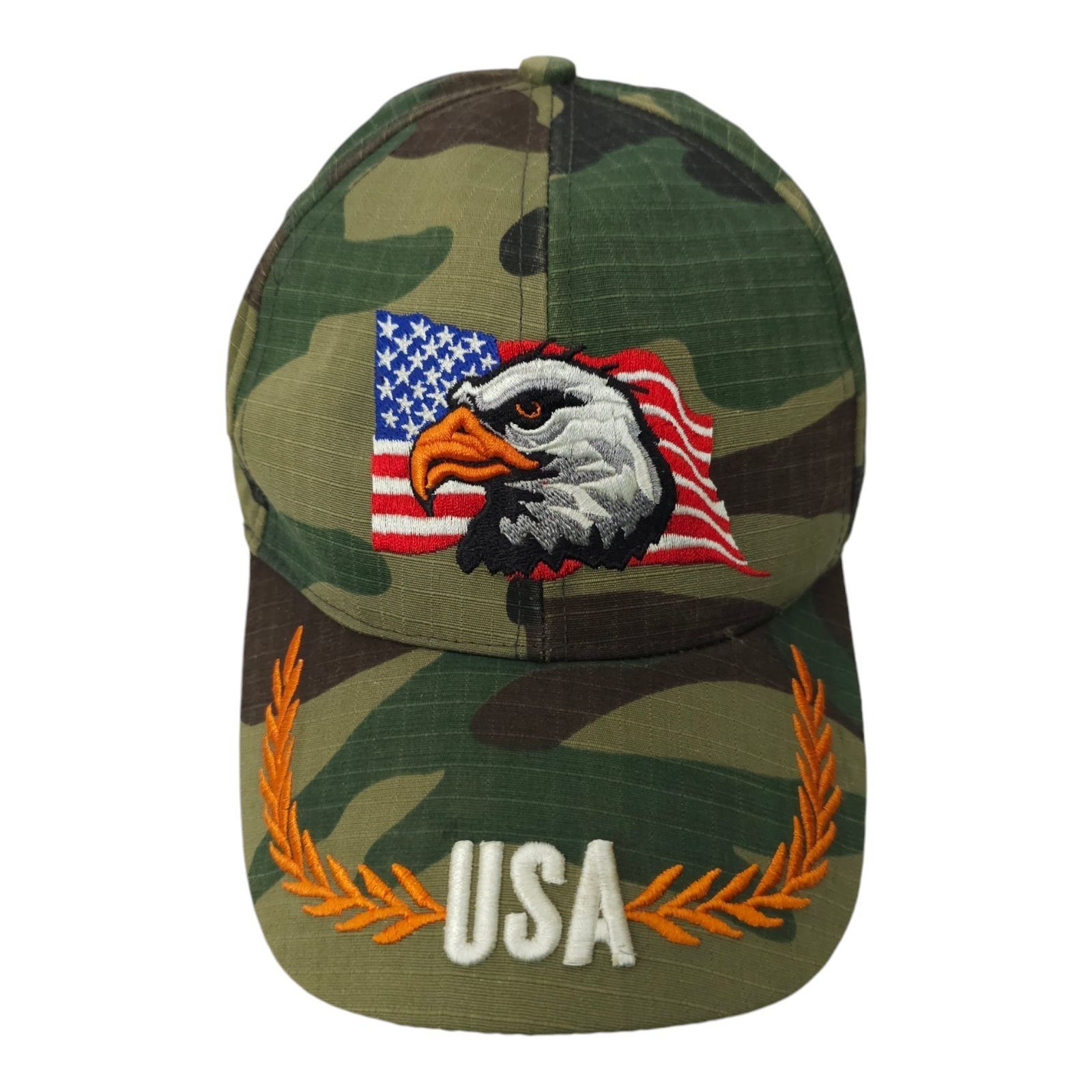 Other Bald Eagle USA Flag Camo Strapback Cap Embroidered Hat Size ONE SIZE - 1 Thumbnail