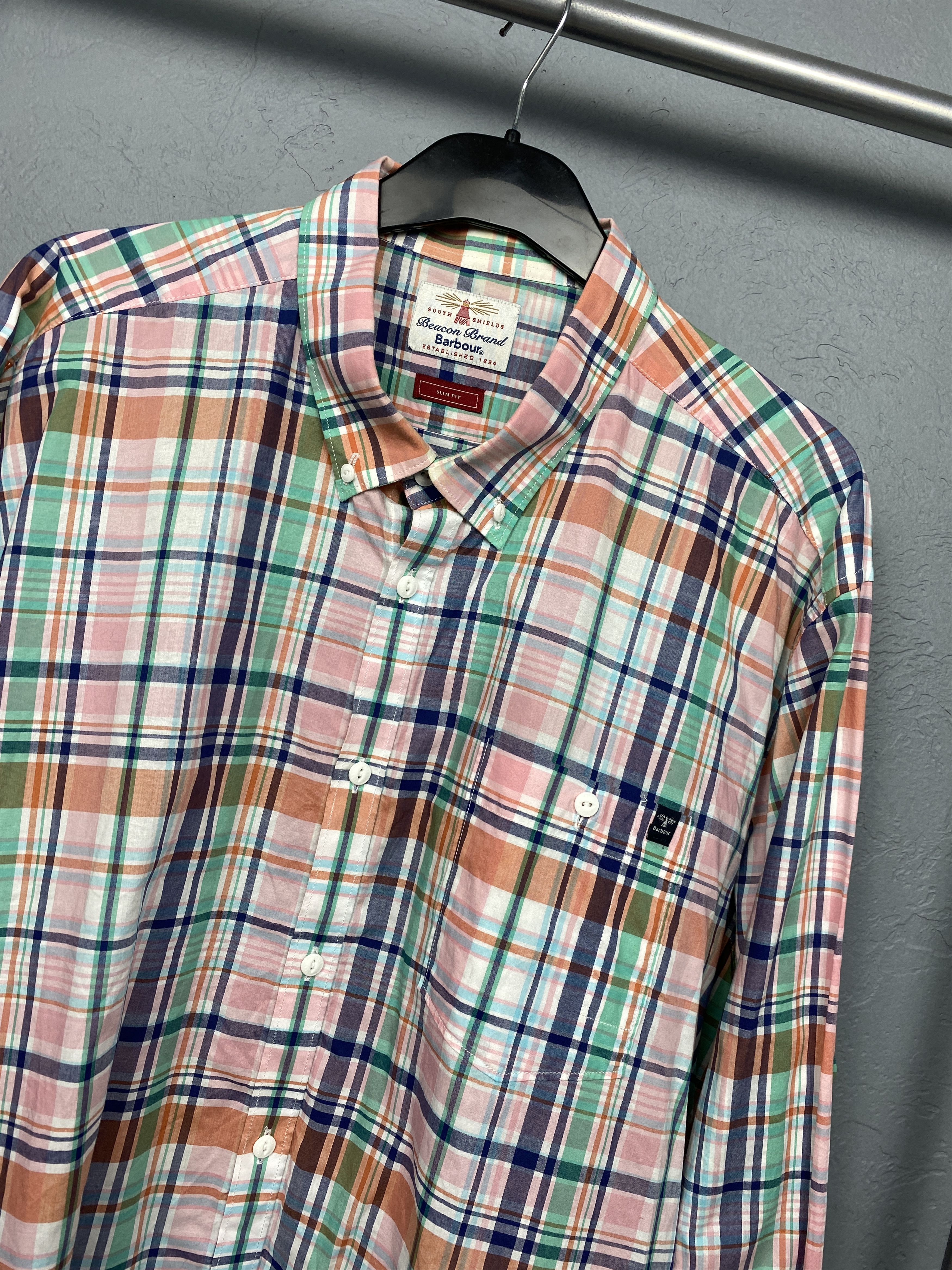 Barbour × Flannel Barbour Biggin Mens Long Sleeve Plaid Shirt Size US XXL / EU 58 / 5 - 2 Thumbnail