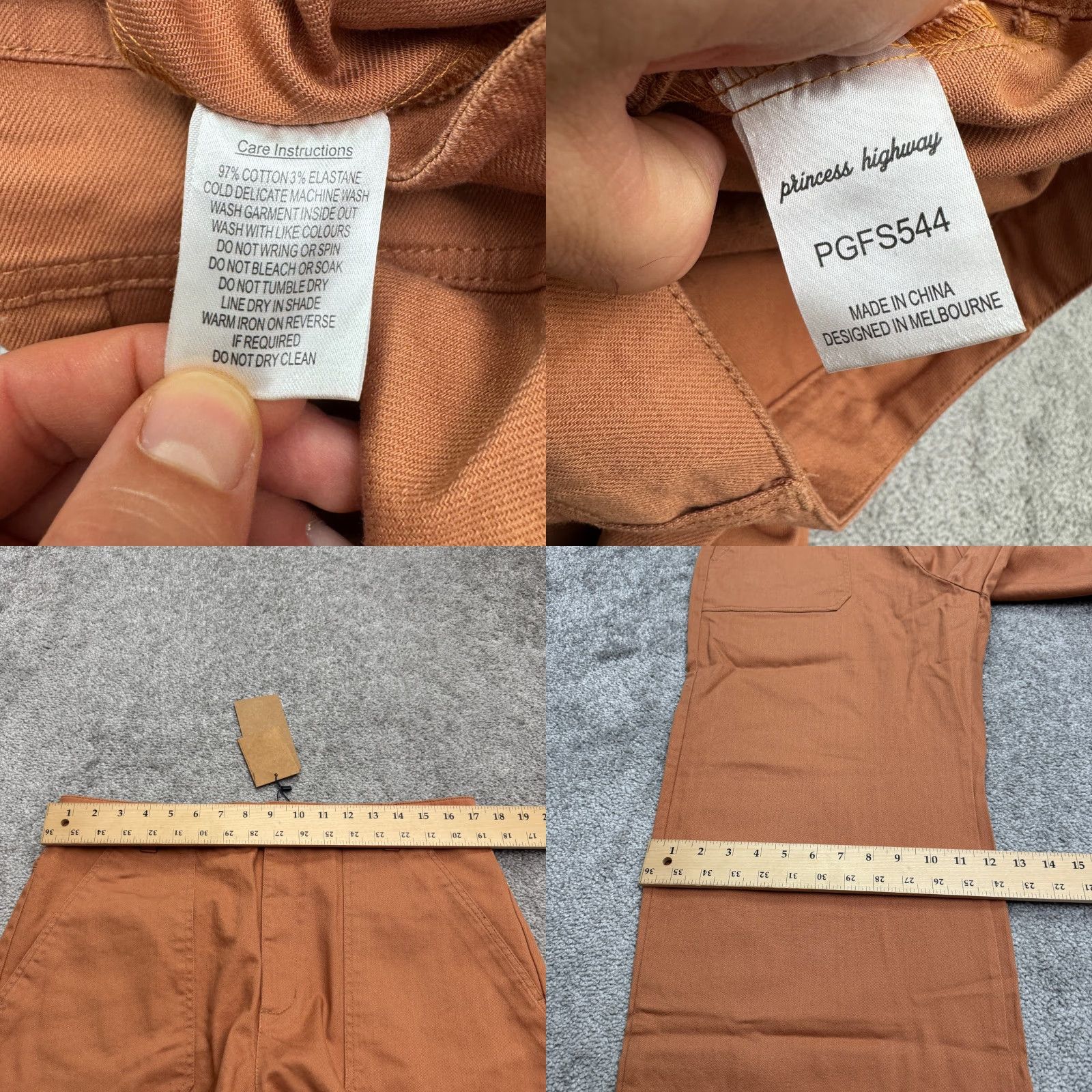 Vintage Princess Highway Celeste High Rise Wide Leg Jeans Womens 12 Regular Brown Dark Denim Stretch Streetwear Size 34" / US 12 / IT 48 - 8 Thumbnail