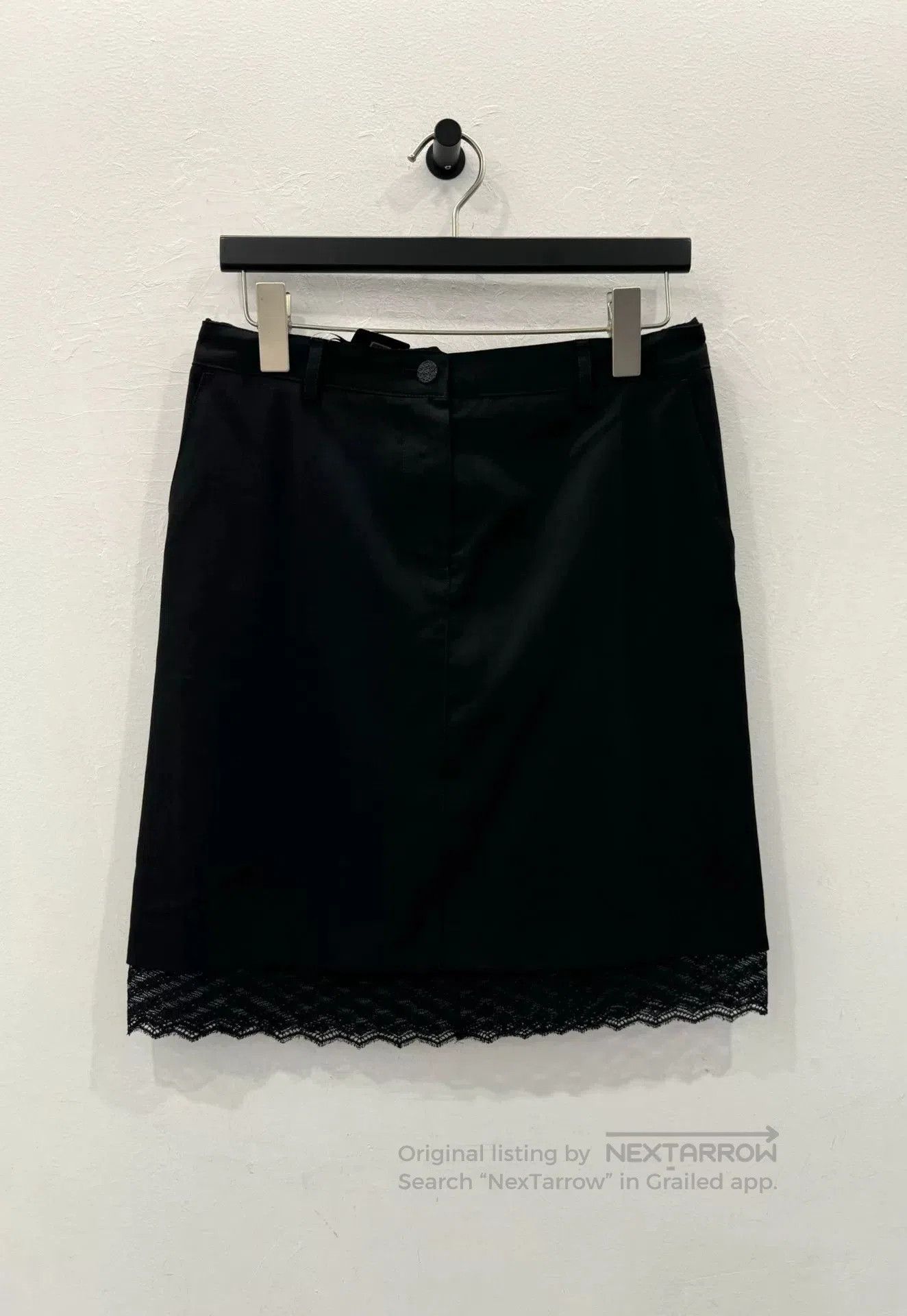 Chanel black lace hem wool skirt size 36. Size US 36 / EU 52 - 1 Thumbnail