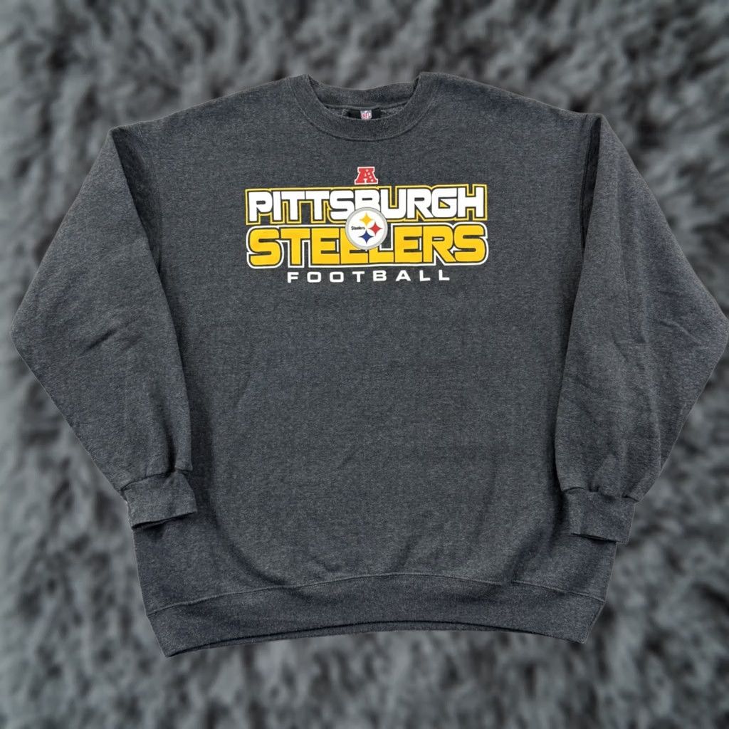 NFL VINTAGE NFL Pittsburgh Steelers Sweatshirt Mens XL Gray Football Pullover Size US XL / EU 56 / 4 - 1 Thumbnail