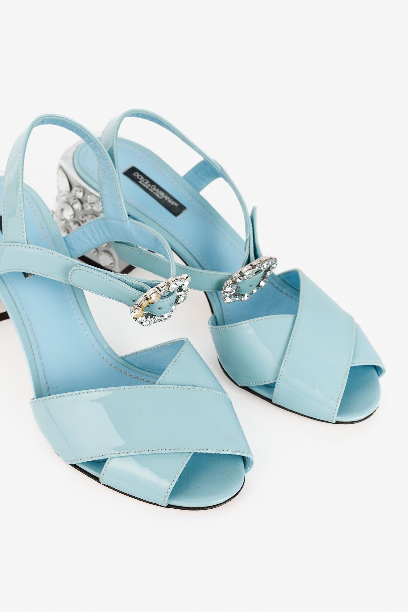 Dolce & Gabbana Dolce & Gabbana SS18 Patent-Leather Embellished-Heel Sandals Size US 7.5 / IT 37.5 - 6 Thumbnail