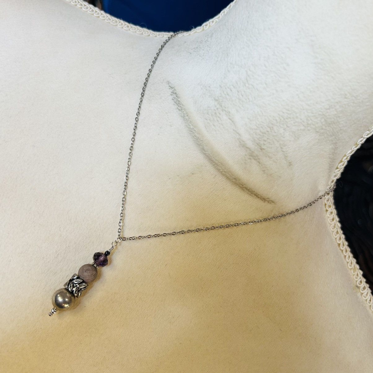 Handmade Handcrafted faceted glass pyrite pendant on chain necklace Size ONE SIZE - 1 Thumbnail