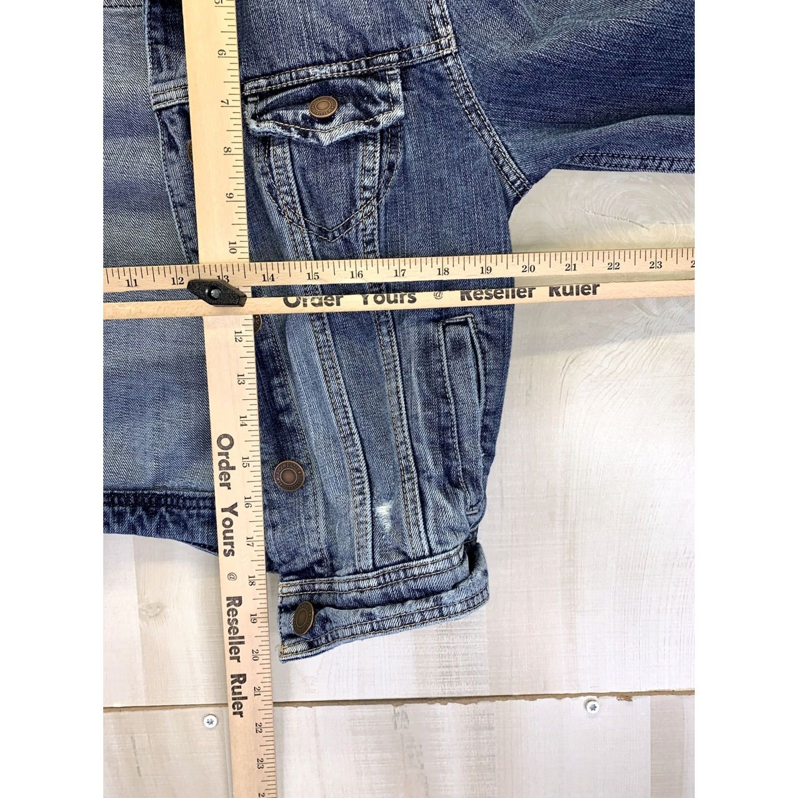 Vintage VINTAGE American Eagle Jacket Womens Teens Medium Distressed Denim Blue 9108 - denim jacket for teens, American Eagle, casual, girls? Size M / US 6-8 / IT 42-44 - 5 Thumbnail