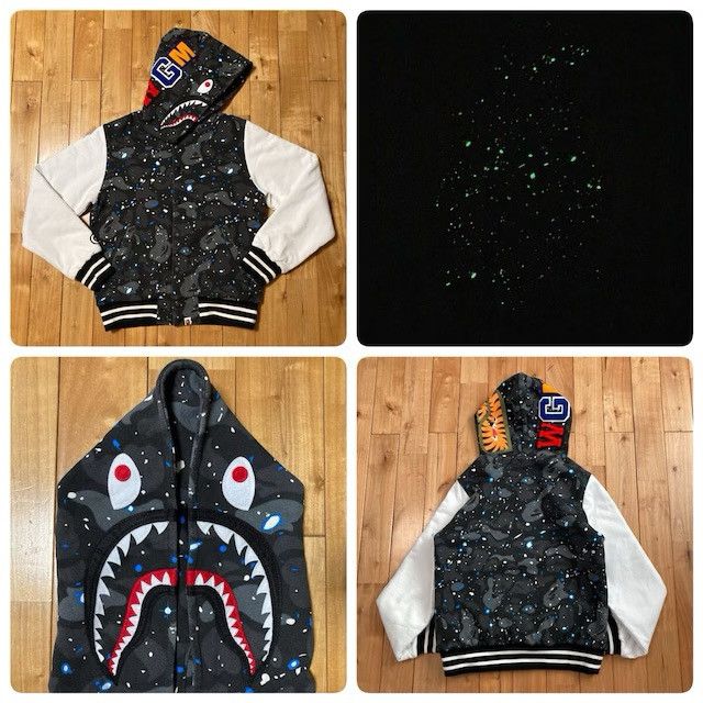 Bape BAPE Space camo shark hoodie varsity jacket a bathing ape Size US S / EU 44-46 / 1 - 1 Thumbnail