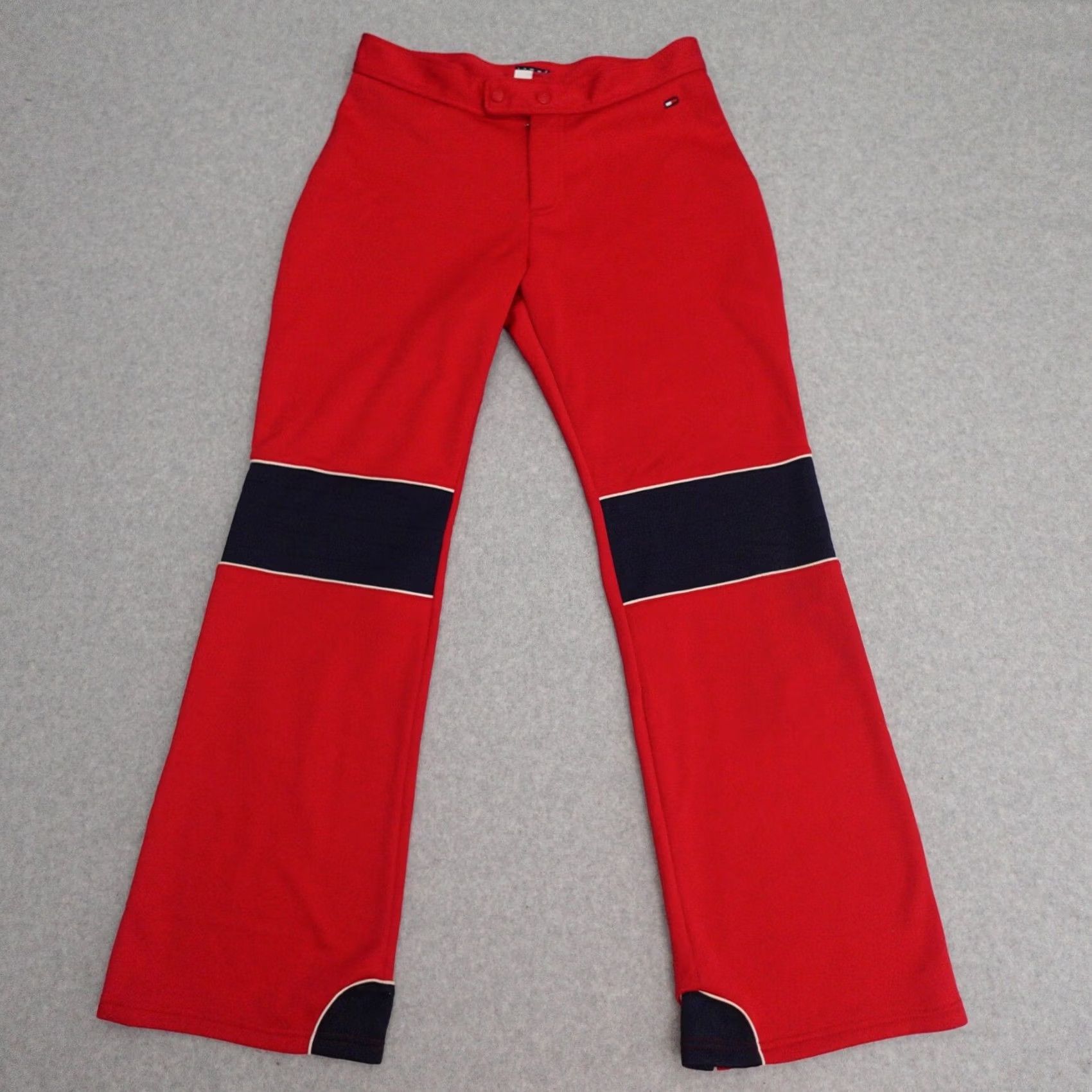 Tommy Hilfiger VTG Tommy Jeans Womens Pants Size 13 Red Polyester Sweatpants Snap Button Track Pants Mens? Womens? Size 34" / US 12 / IT 48 - 2 Thumbnail