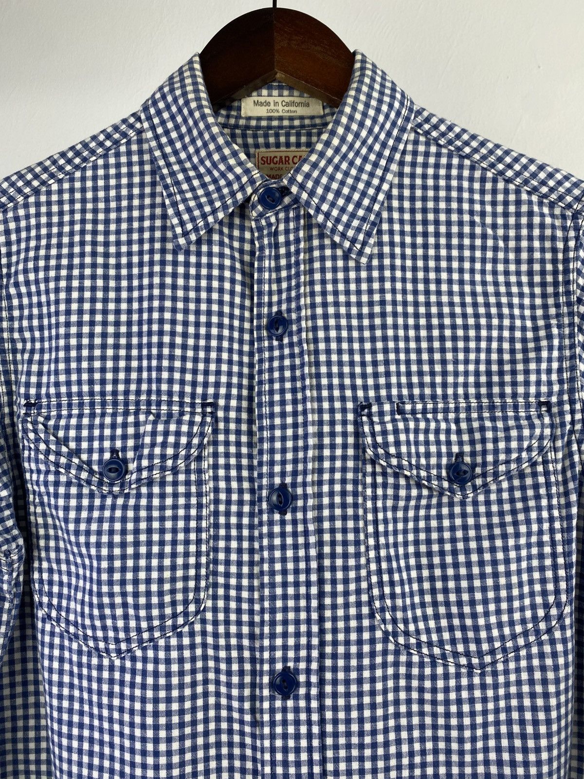 Sugar Cane Sugarcane Co by Toyo Enterprise Gingham Blue Button Up Shirt Size US M / EU 48-50 / 2 - 8 Thumbnail