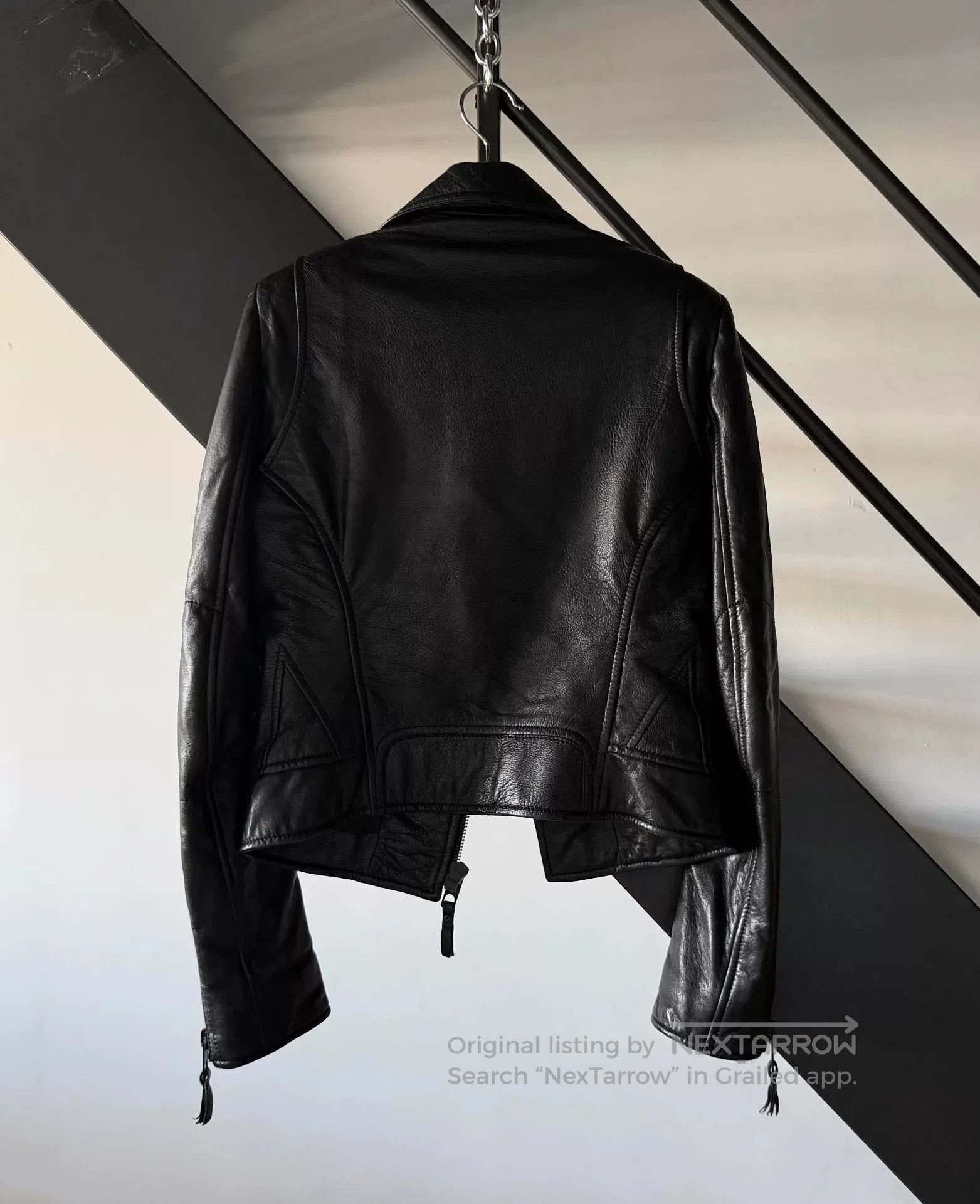 Balenciaga Black Lambskin-Leather Moto Jacket. Size US XXS / EU 40 - 4 Thumbnail
