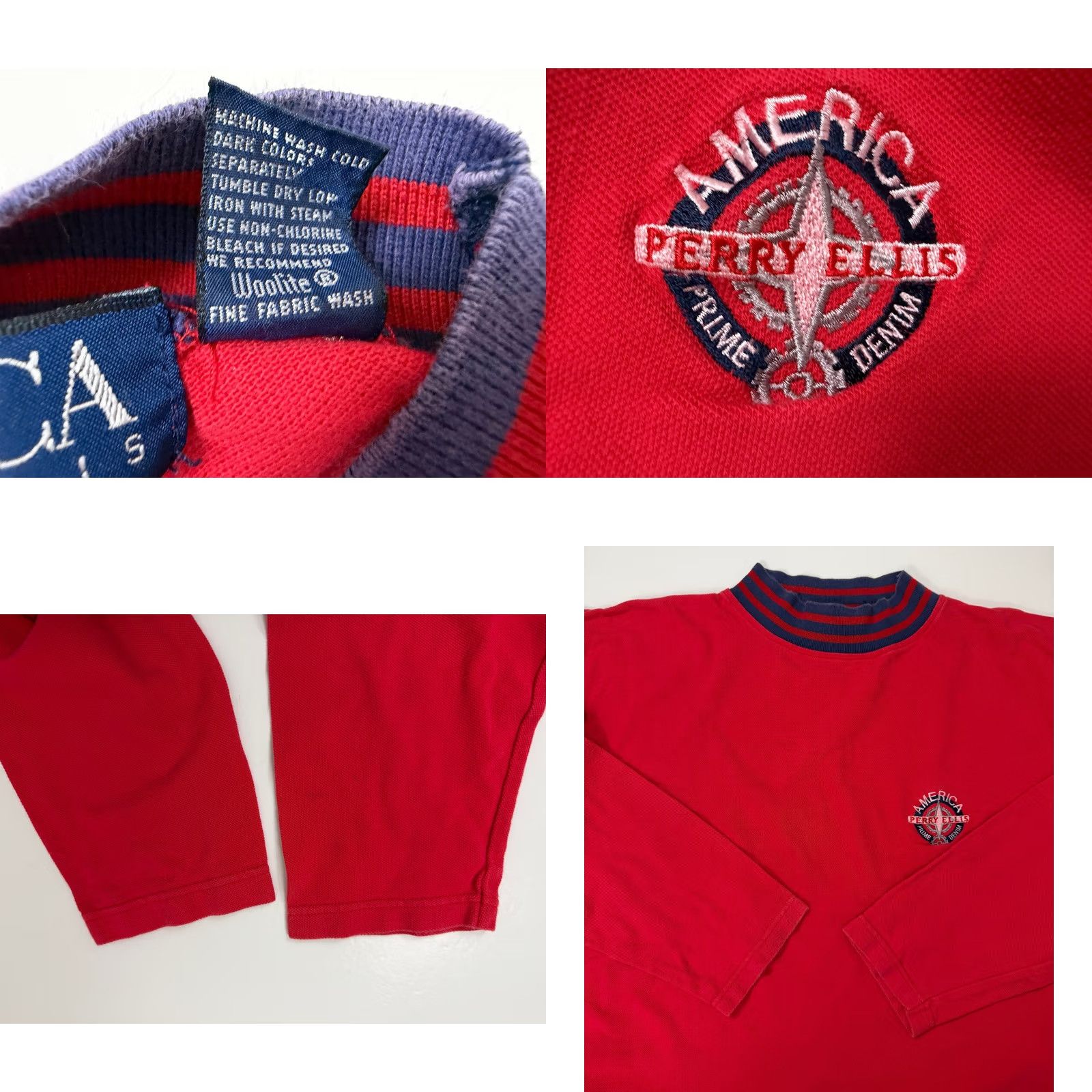 Perry Ellis VINTAGE Perry Ellis Shirt Men Large Mock Neck 90s Red Knit Cotton Long Sleeve T-Shirt Retro 80s 90s Hipster Outdoor Size US L / EU 52-54 / 3 - 9 Thumbnail