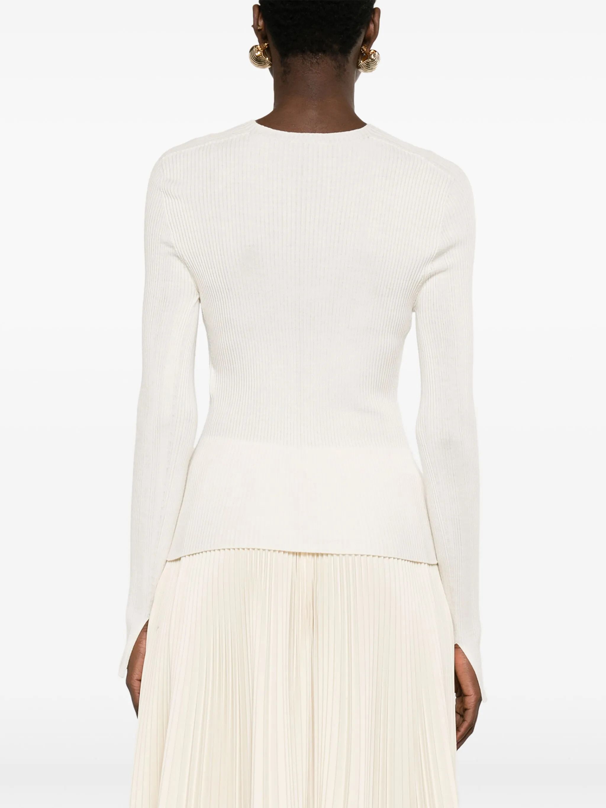 Lanvin o1y0326 Crewneck Sweater in White Size L / US 10 / IT 46 - 4 Thumbnail