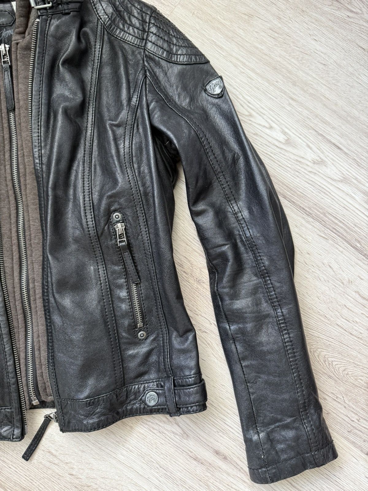 Gypsy Gipsy Leather Biker Jacket Hooded Black Moto Slim Fit Size S Size S / US 4 / IT 40 - 2 Thumbnail