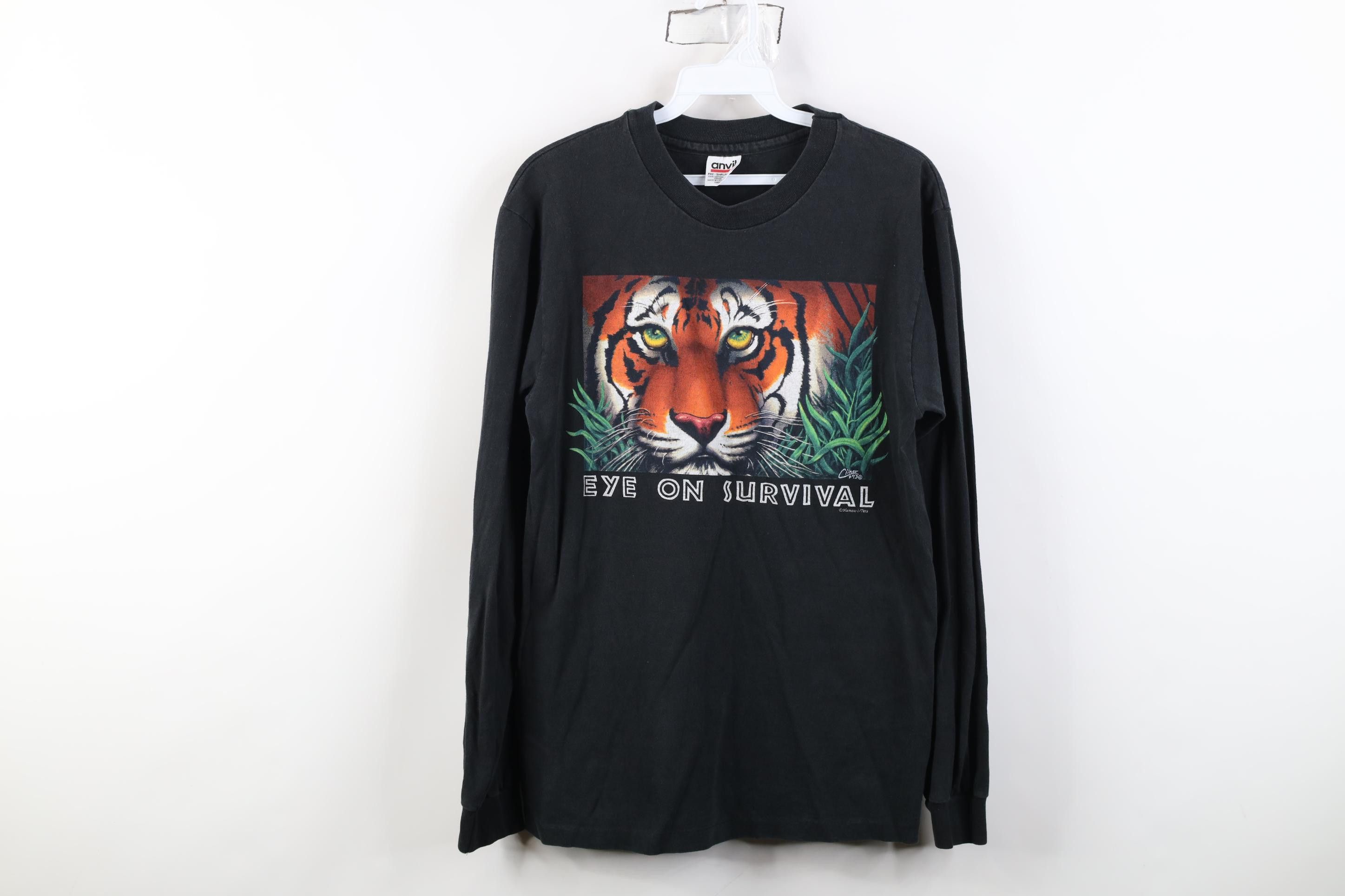 Vintage Vintage 90s Streetwear Tiger Survival Long Sleeve T-Shirt Size M / US 6-8 / IT 42-44 - 1 Thumbnail