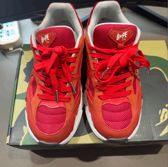 Bape A Bathing Ape x Mizuno Red Camo Running Sneakers Size US 8 / EU 41 - 4 Thumbnail