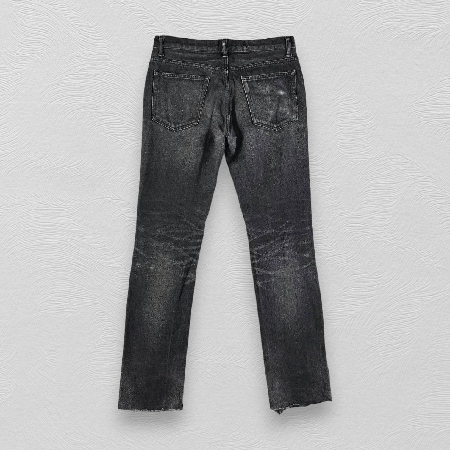 Japanese Brand Lounge Lizard Distressed Jeans Faded Black Denim KJ2203 Size US 30 / EU 46 - 2 Thumbnail