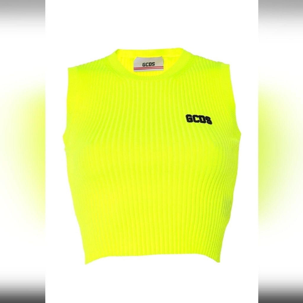 GCDS GCDS Neon Yellow Ribbed Tank Top Size M / US 6-8 / IT 42-44 - 1 Thumbnail