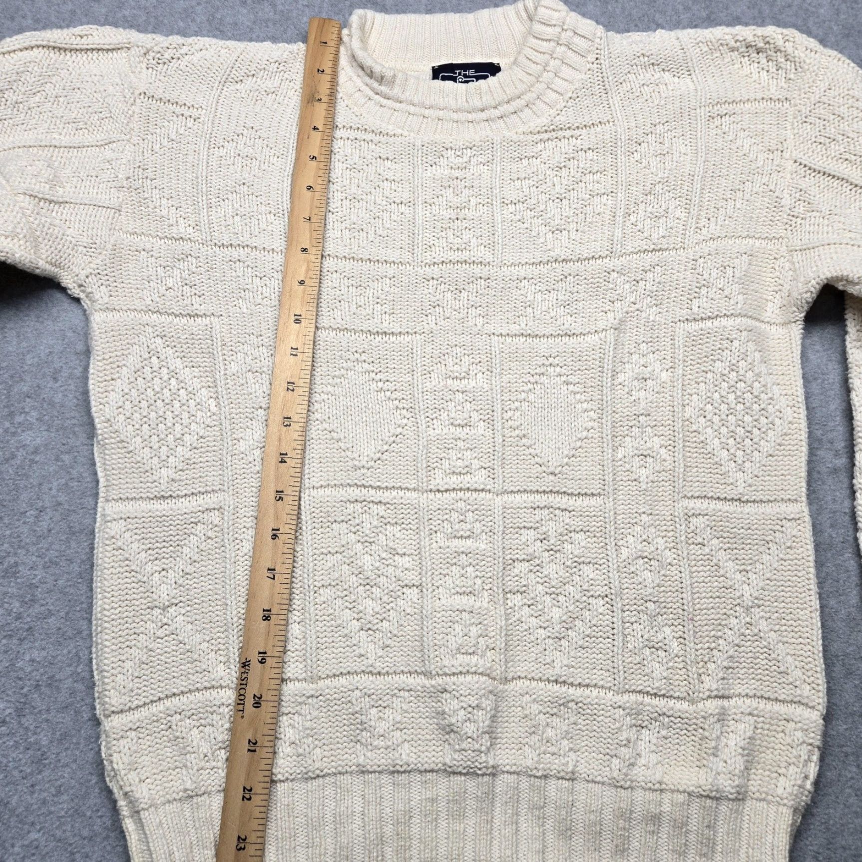 Vintage Woolrich Women Medium Sweater Ivory Cable Knit Mock Neck Made in USA Size M / US 6-8 / IT 42-44 - 7 Thumbnail