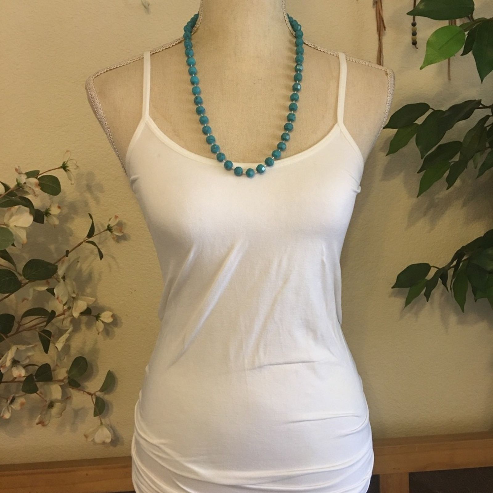 Vintage Vintage turquoise faceted marble bead necklace Size ONE SIZE - 3 Thumbnail