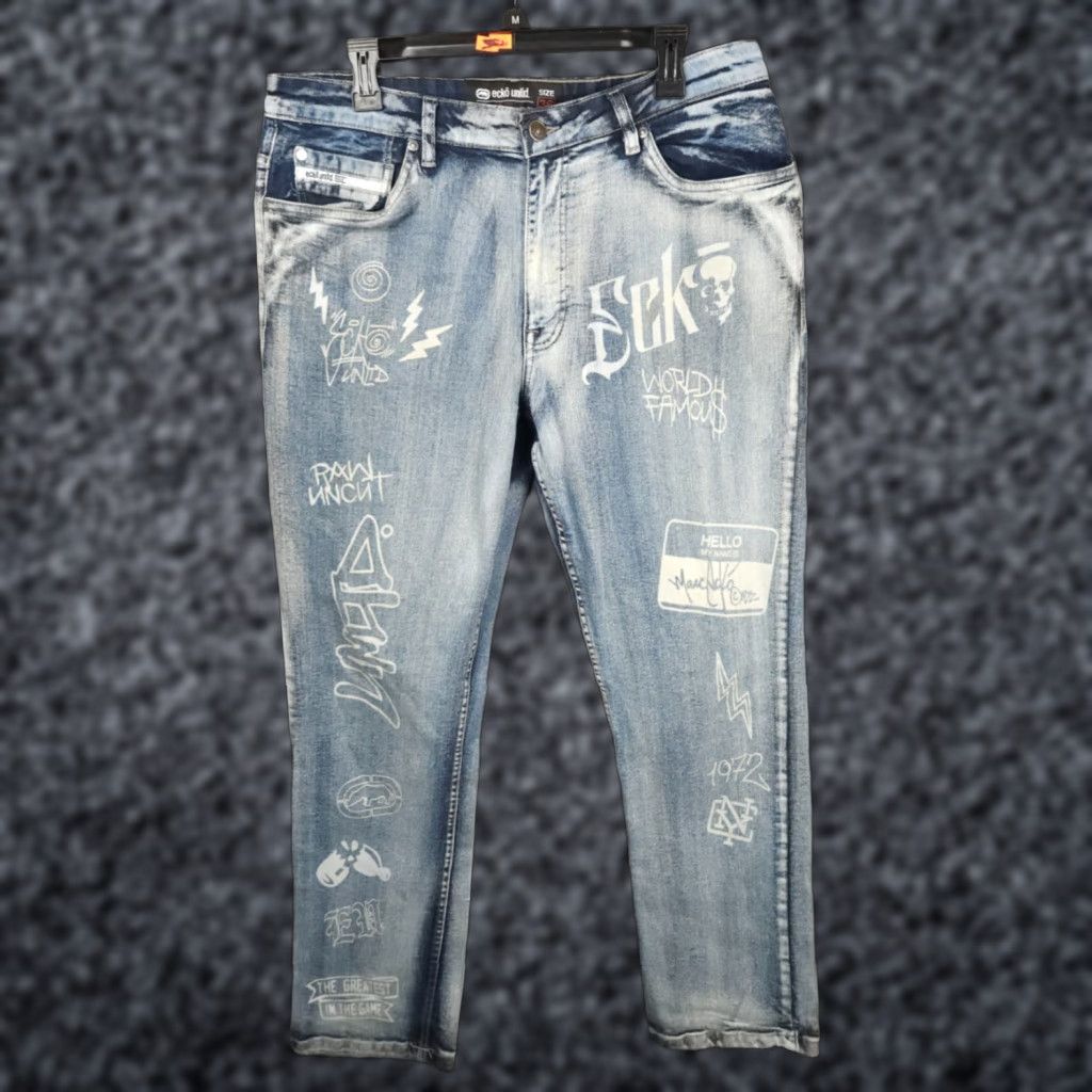 Ecko Unltd. VINTAGE Ecko Unltd. Jeans Men's 35 Athletic Fit 5-Pocket Denim Blue Skull Graphic 90s Streetwear Skateboarding Boys Mens Girls? Size US 35 - 1 Thumbnail